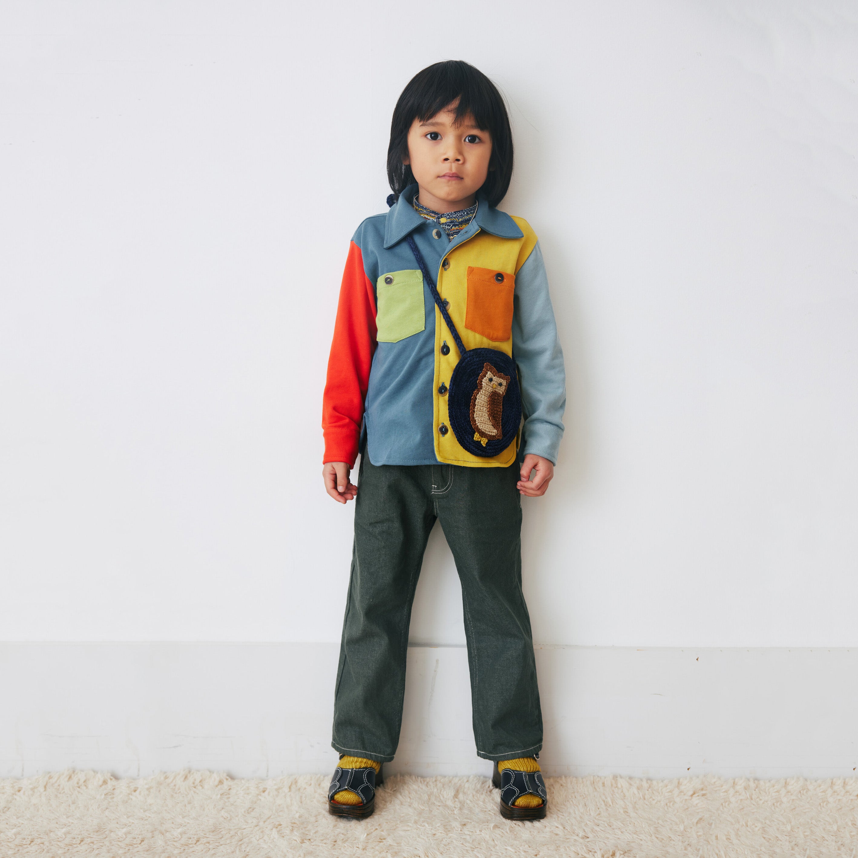 Boys & Girls Navy Owl Wool Shoulder Bag