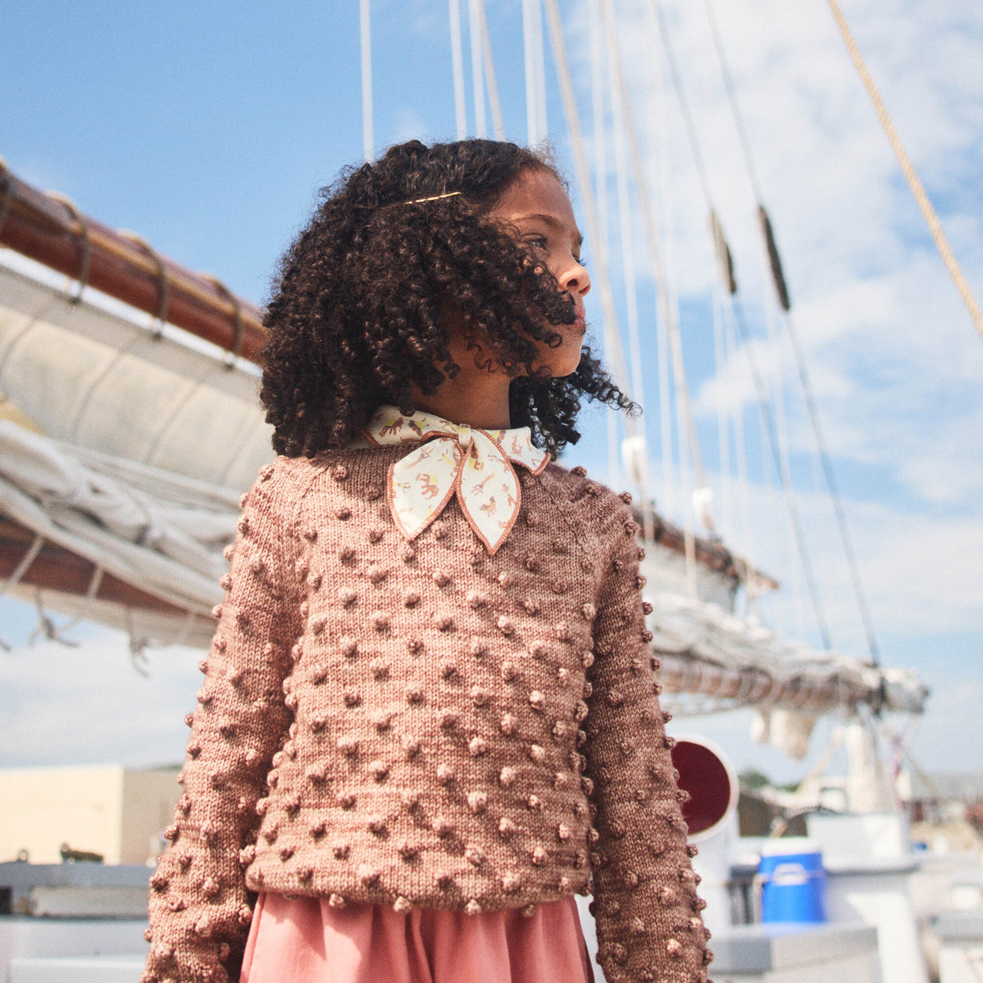 Boys & Girls Brown Popcorn Wool Sweater
