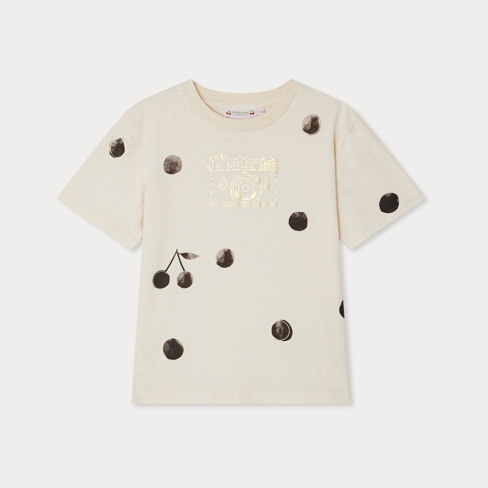 Girls Ivory Printed Cotton T-Shirt