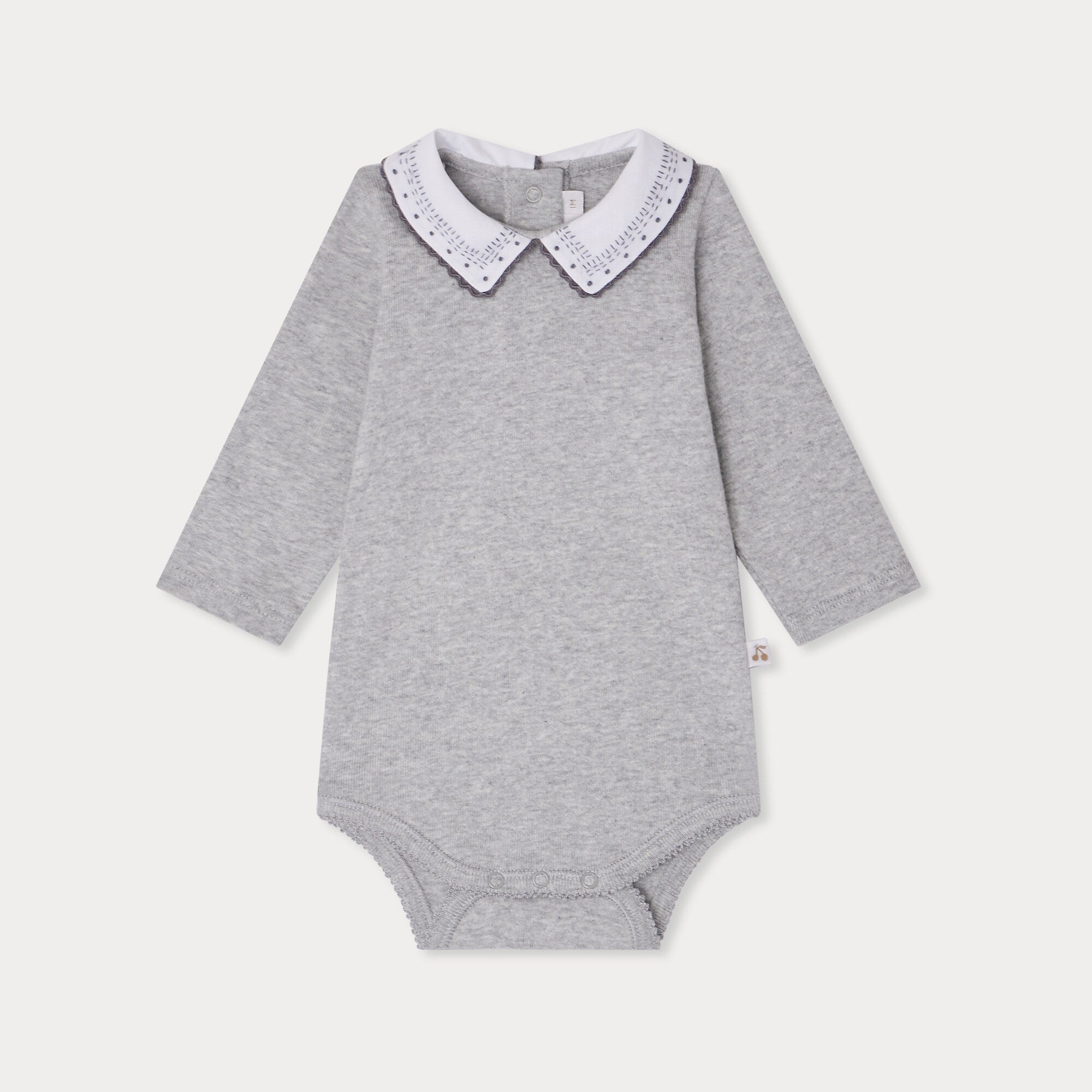 Baby Boys Grey Cotton Babysuit