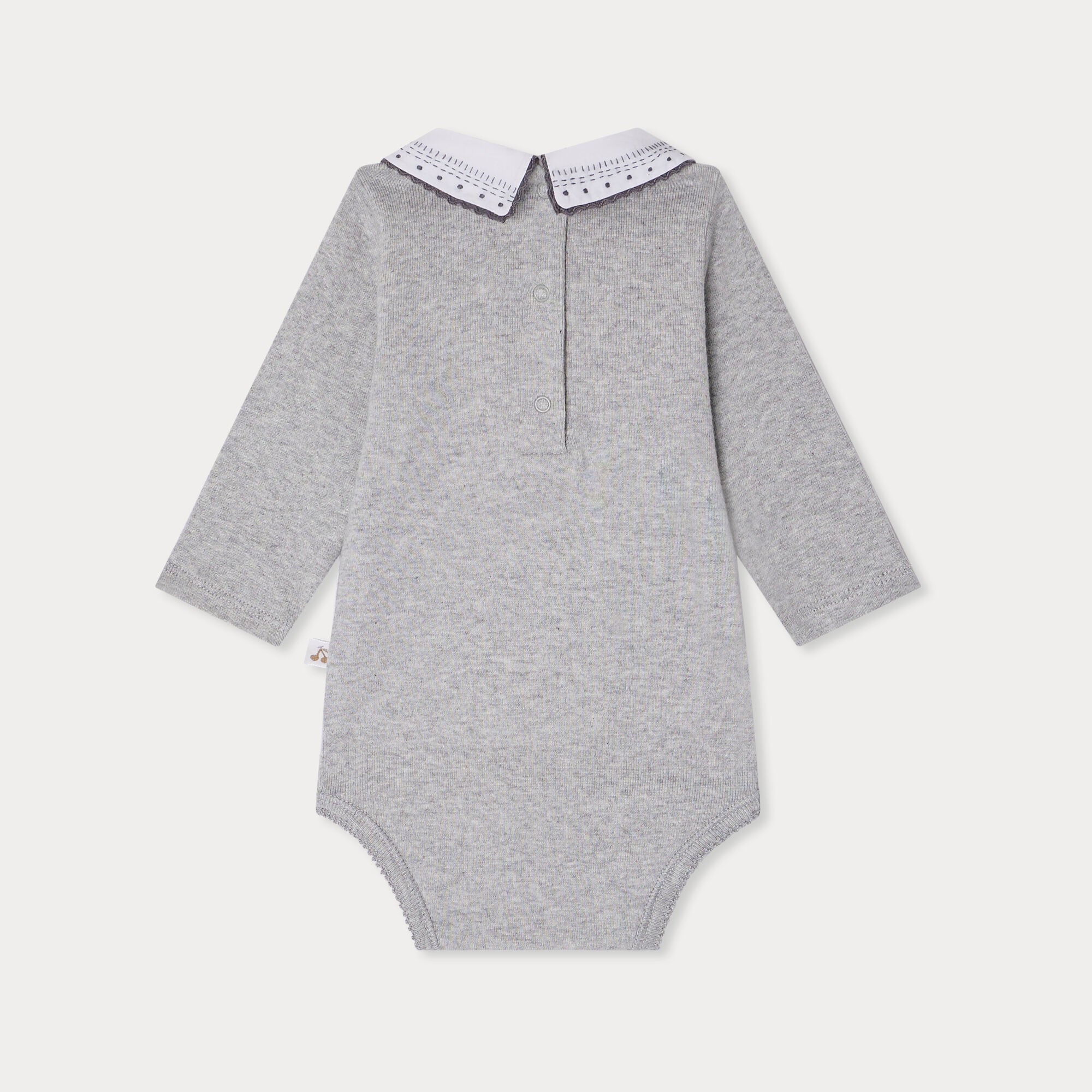 Baby Boys Grey Cotton Babysuit