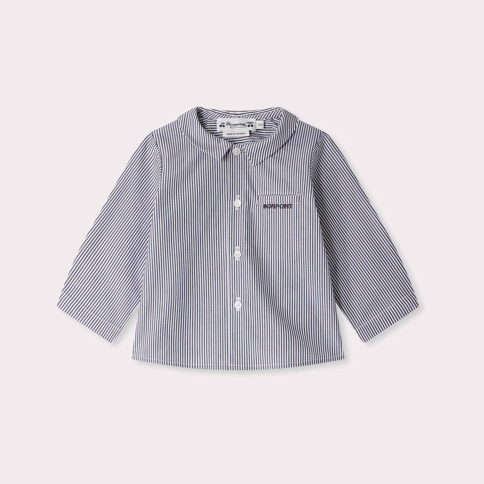 Baby Boys Black Stripes Cotton Shirt