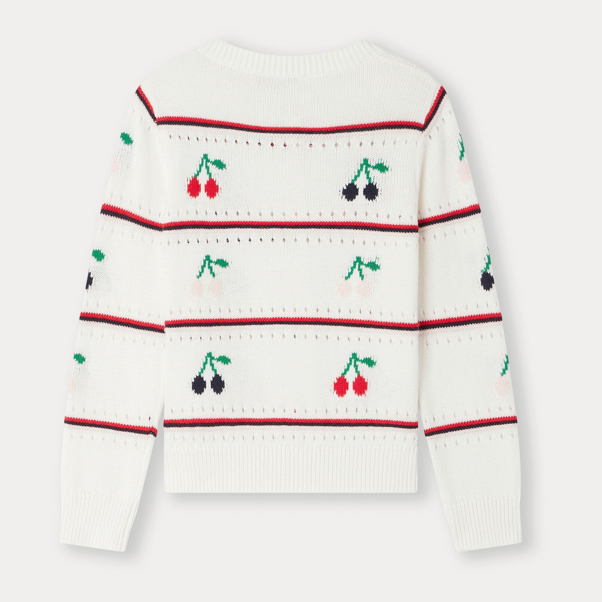 Girls White Jacquard Cotton Cardigan