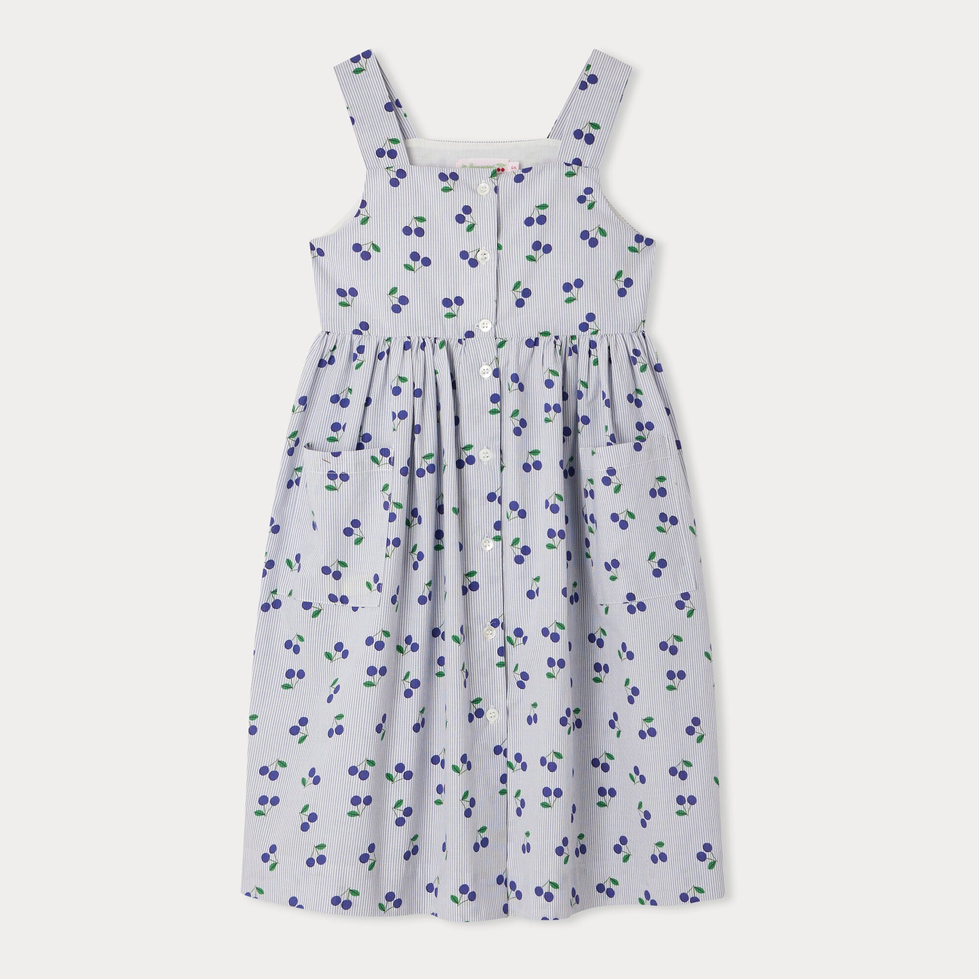 Girls Light Blue Stripes Cotton Dress