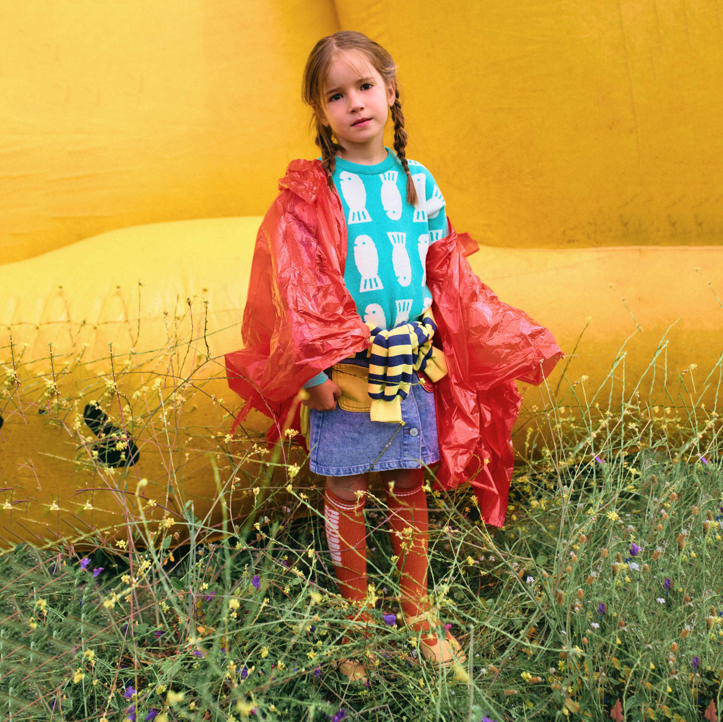 Boys & Girls Orange Embroidery Logo Cotton Socks