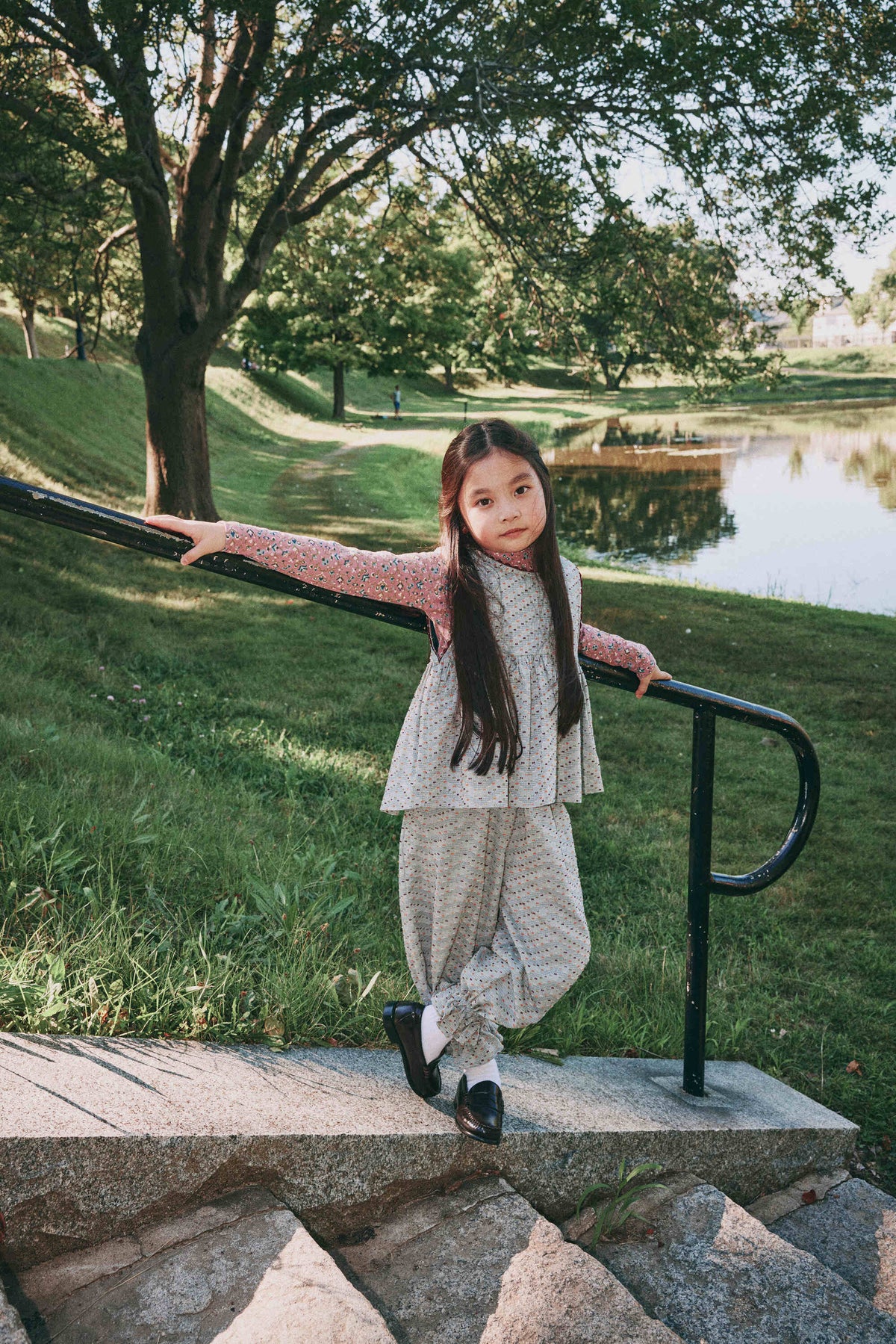 Girls Light Blue Cotton Trousers