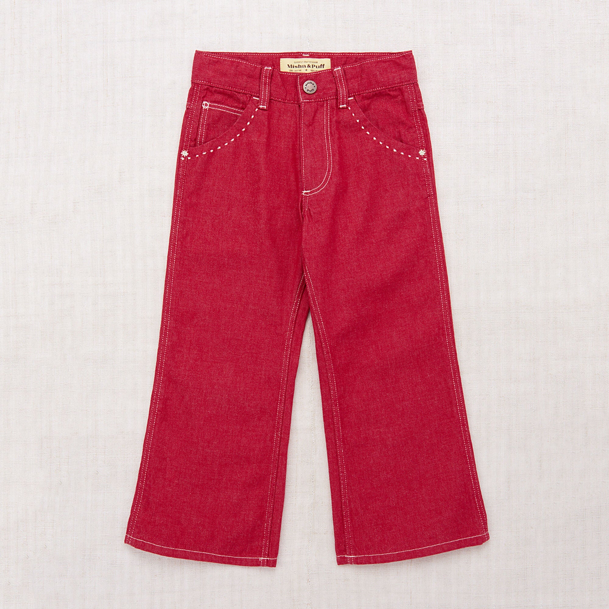 Boys & Girls Red Denim Trousers