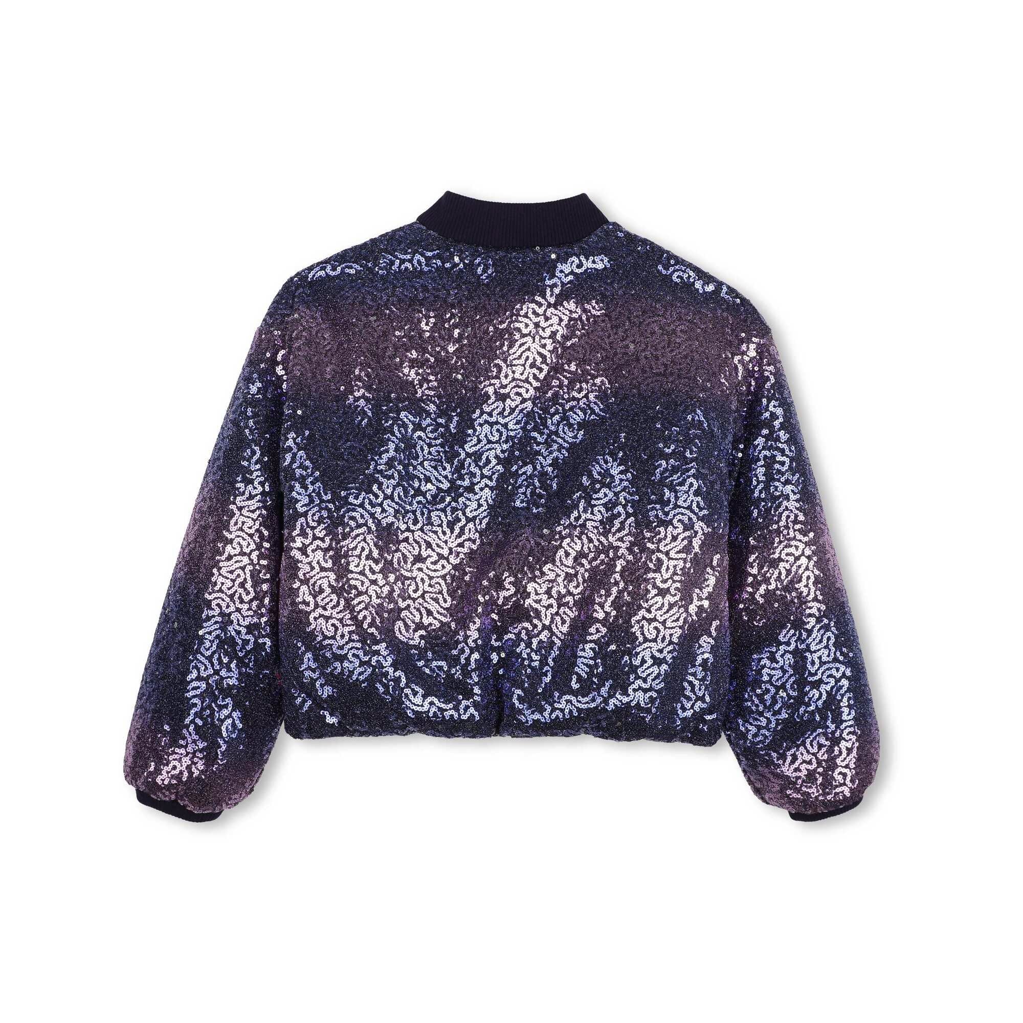 Girls Blue Purple Sequins Padded Jacket