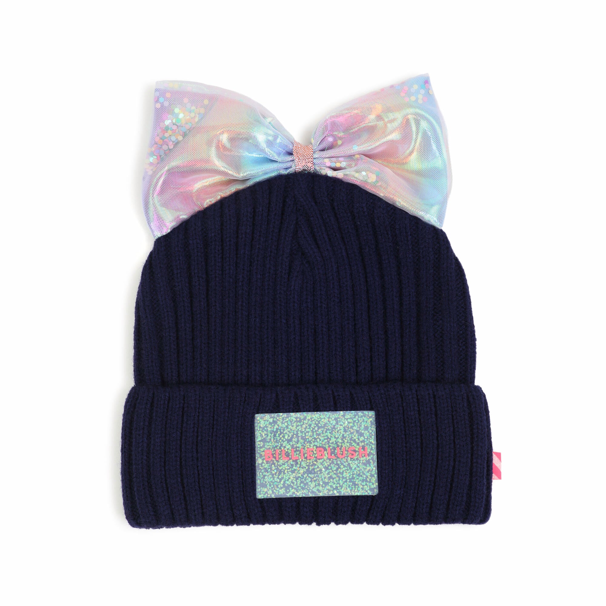 Girls Dark Blue Bow Knit Hat