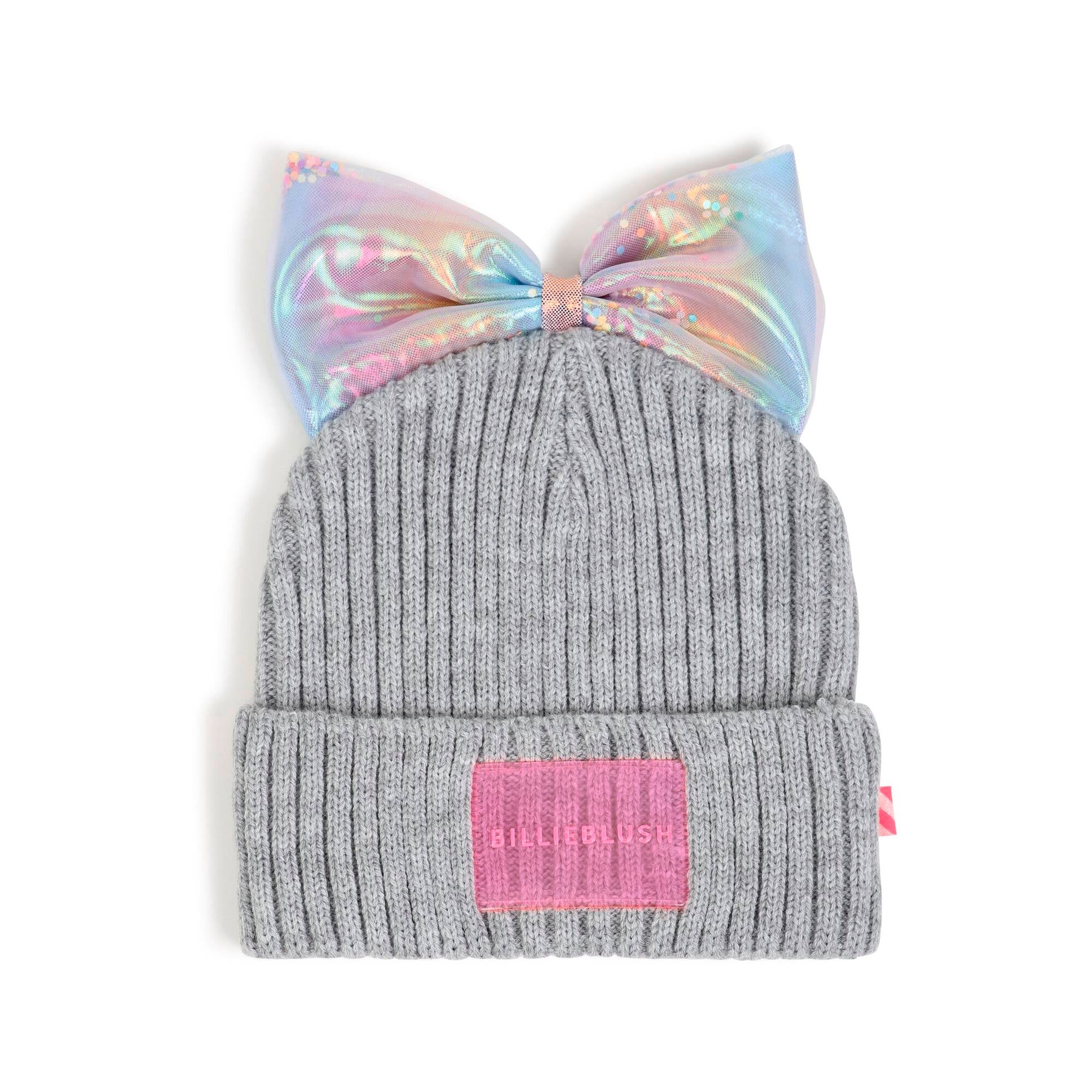 Girls Grey Bow Knit Hat