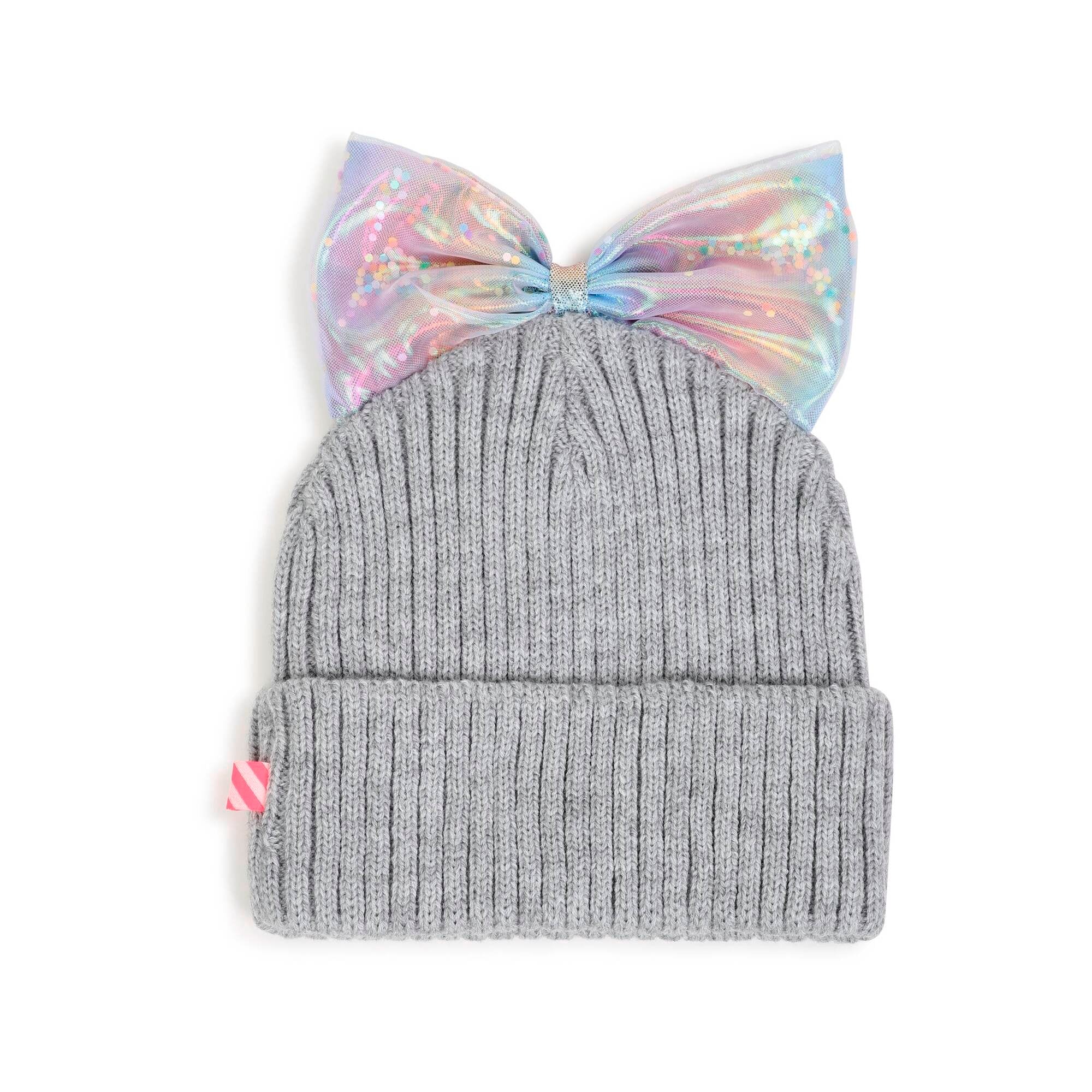 Girls Grey Bow Knit Hat