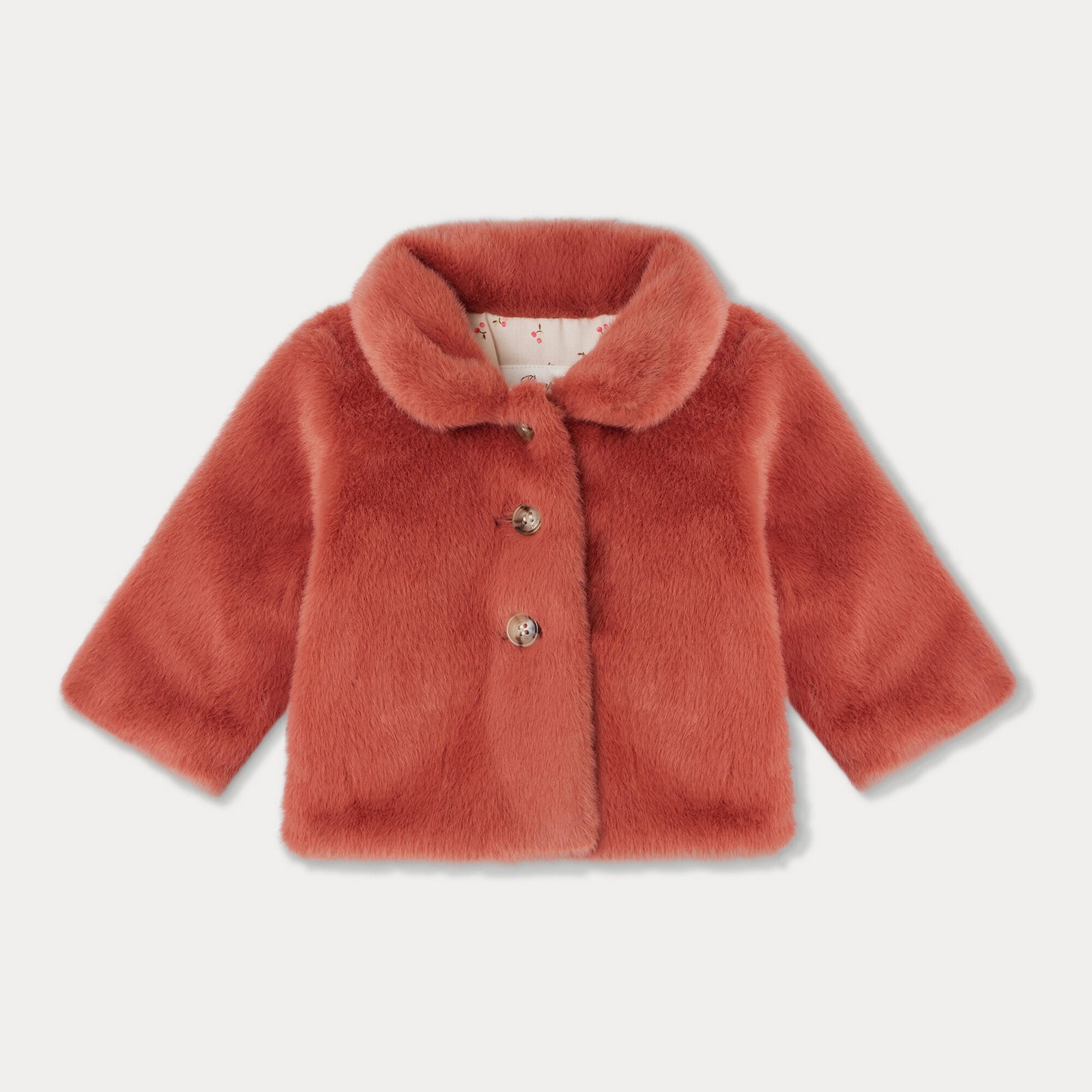 Baby Girls Brick Faux Fur Coat