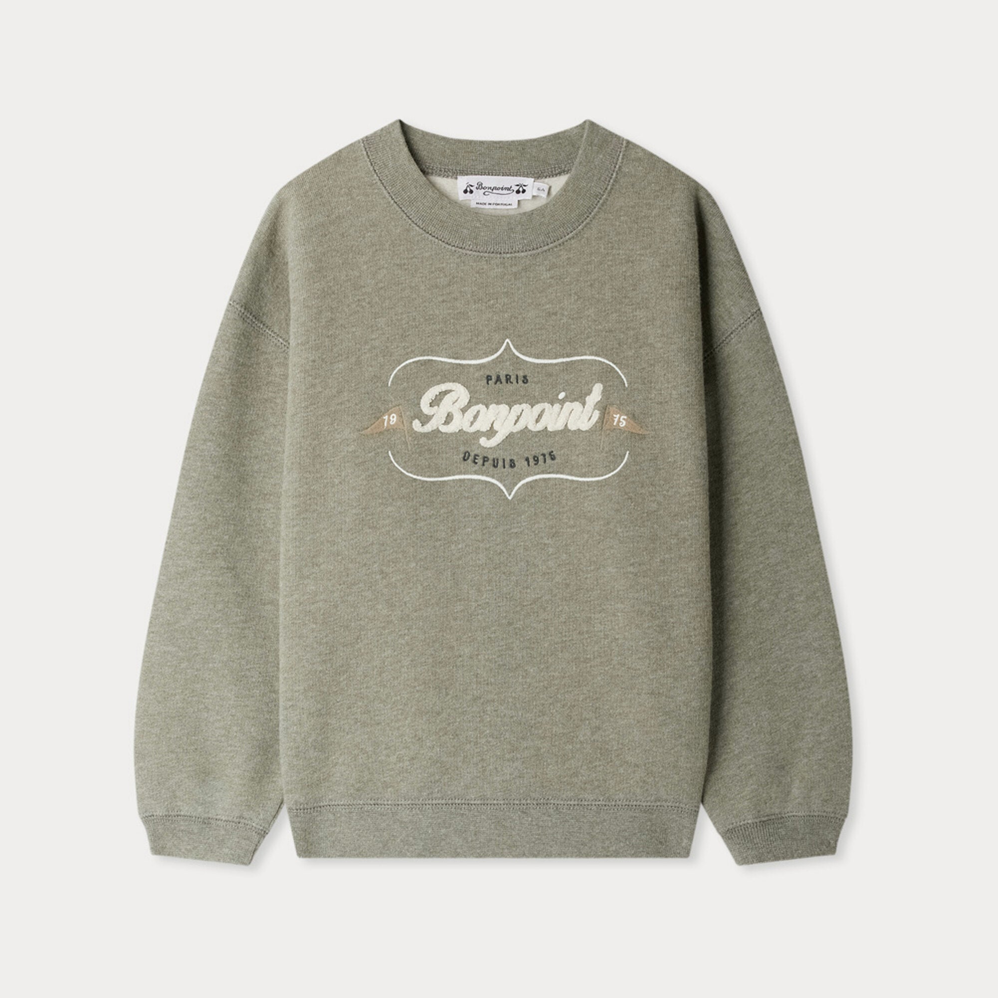 Boys Light Green Embroidered Logo Cotton Sweatshirt
