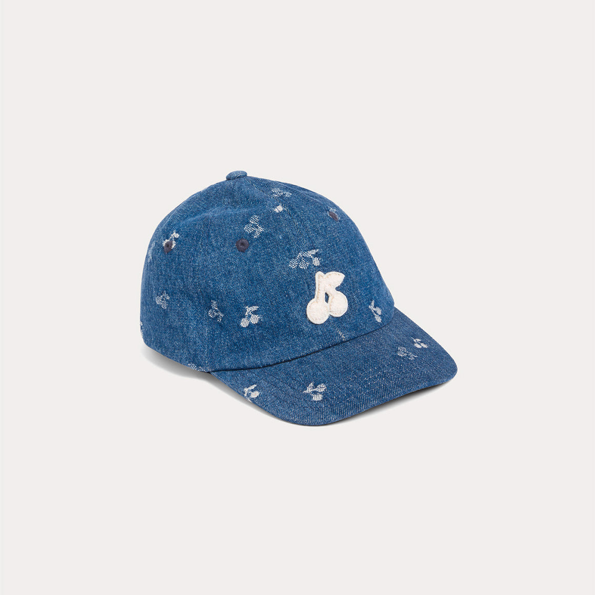 Girls Blue Cherry Jacquard Denim Cap