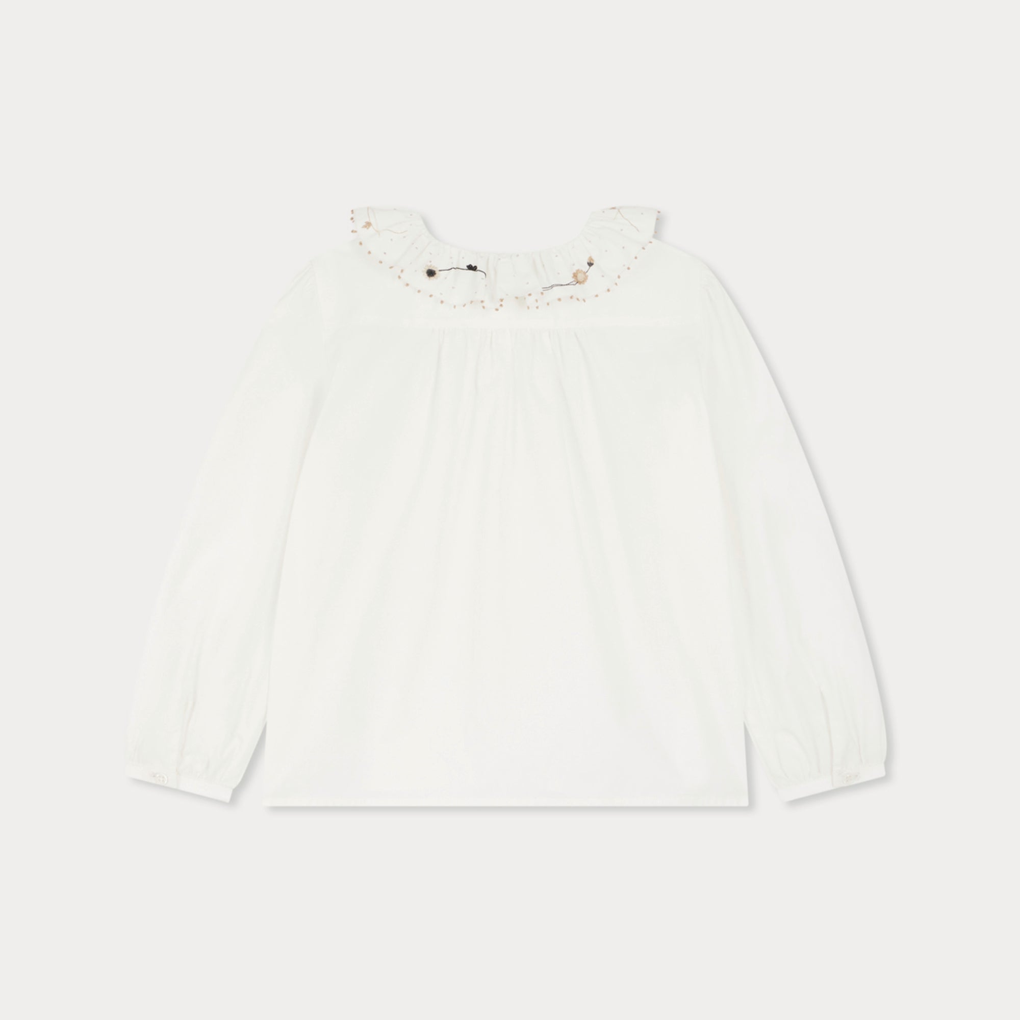 Girls White Embroidered Cotton Blouse