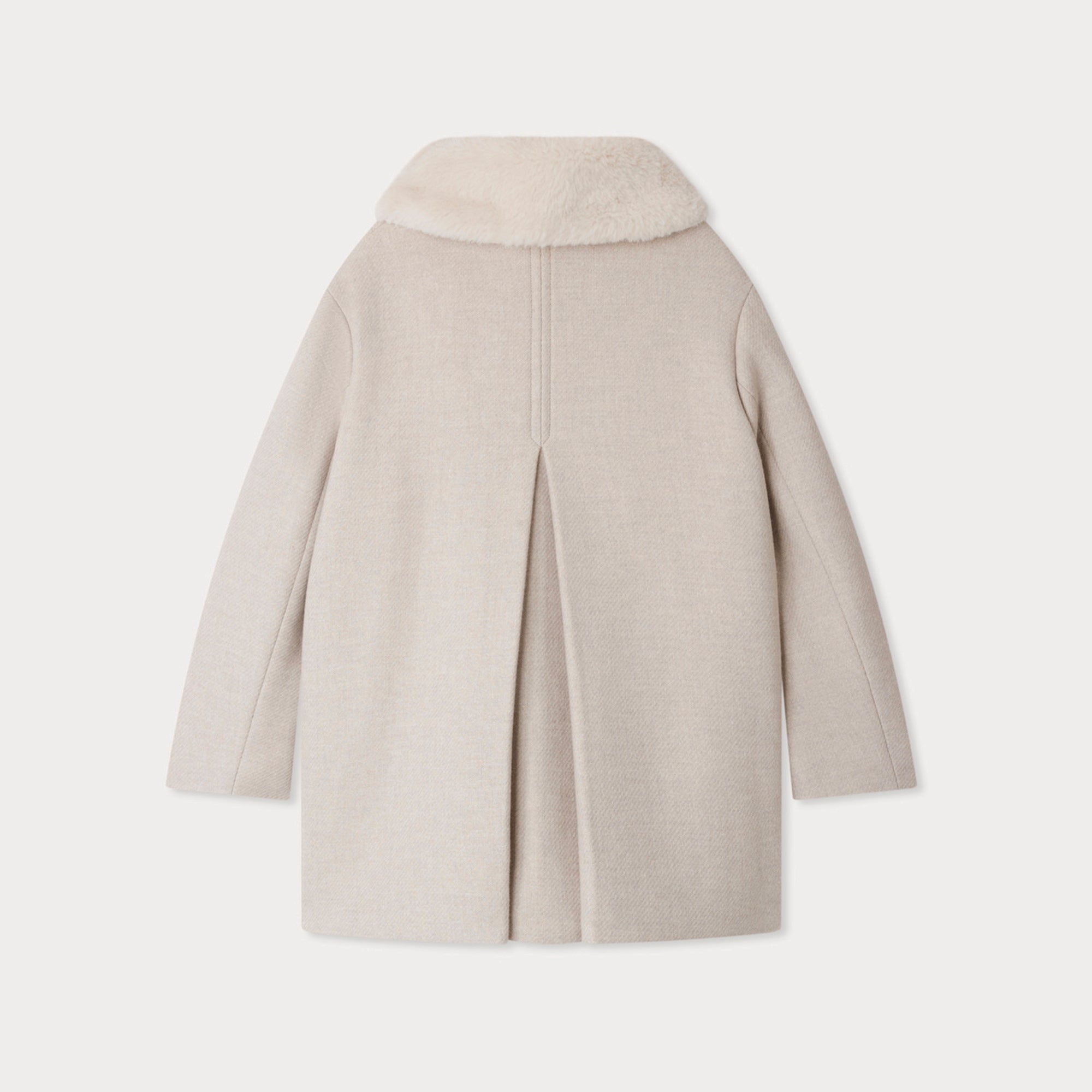 Girls Light Beige Wool Coat