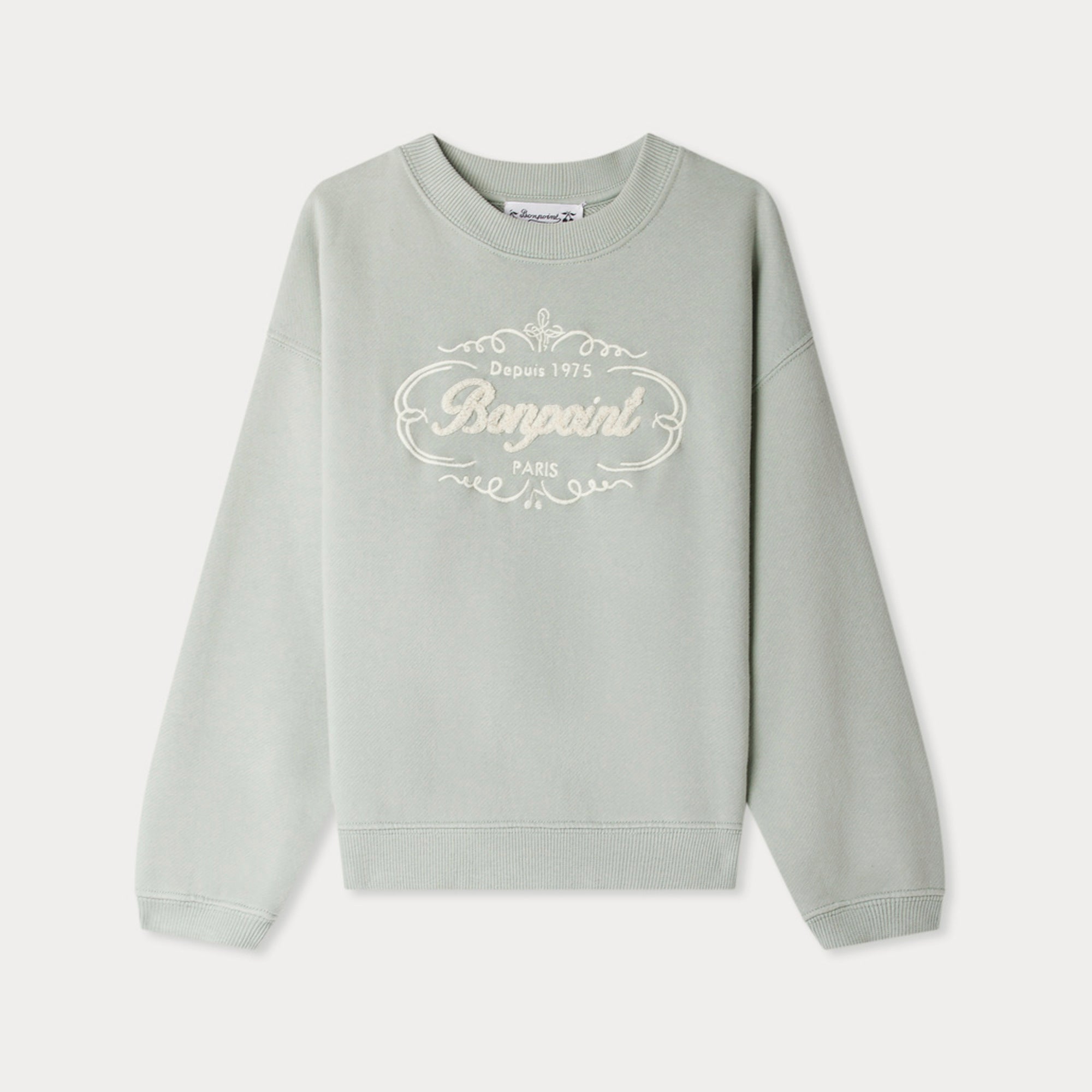 Boys & Girls Light Green Logo Cotton Sweatshirt