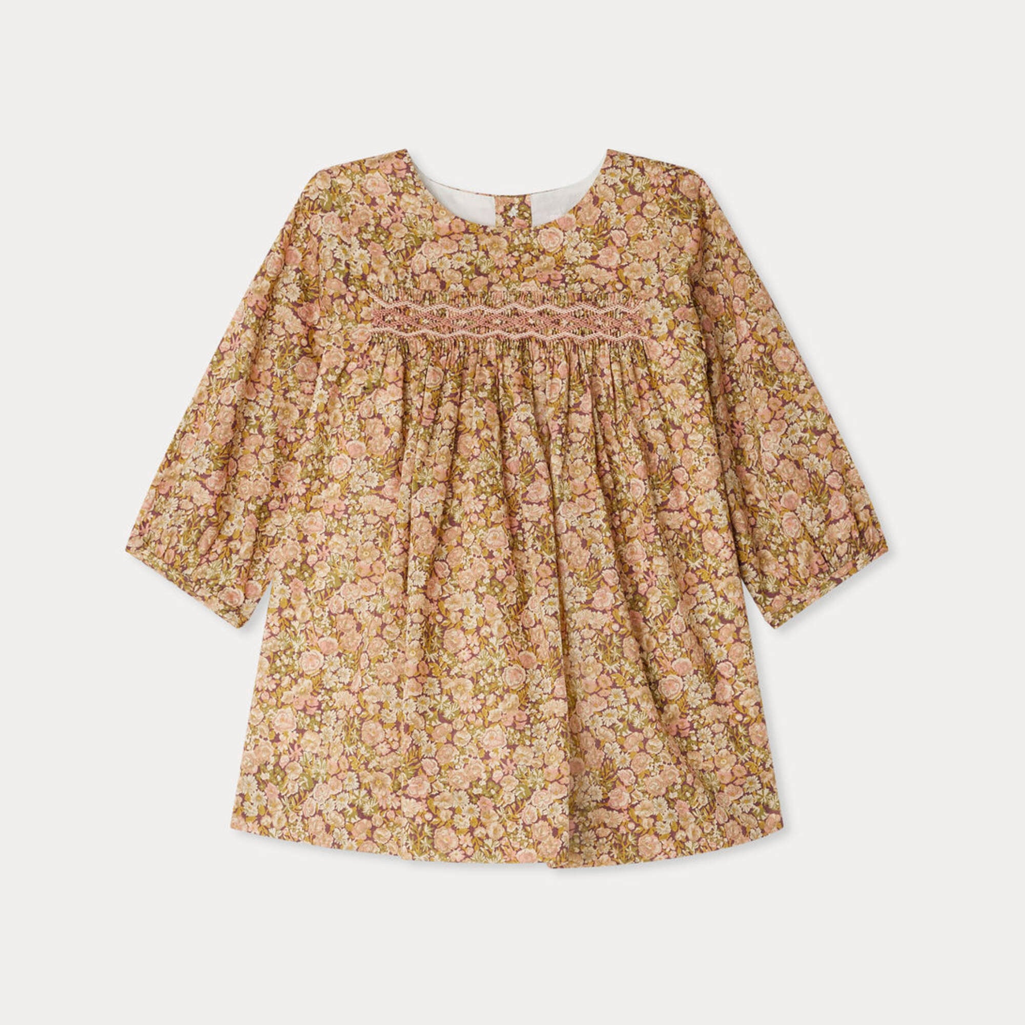 Baby Girls Dark Yellow Floral Cotton Dress