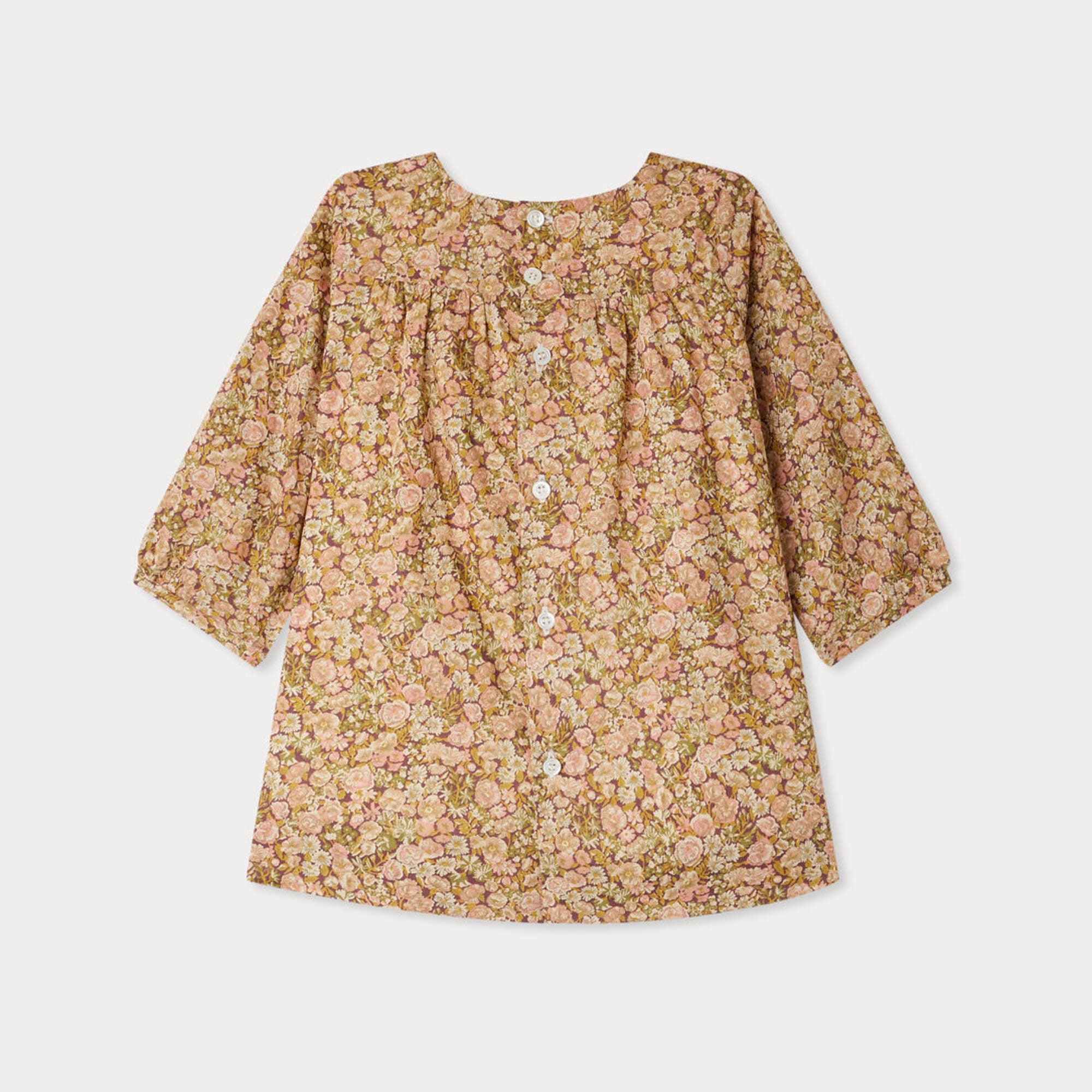 Baby Girls Dark Yellow Floral Cotton Dress