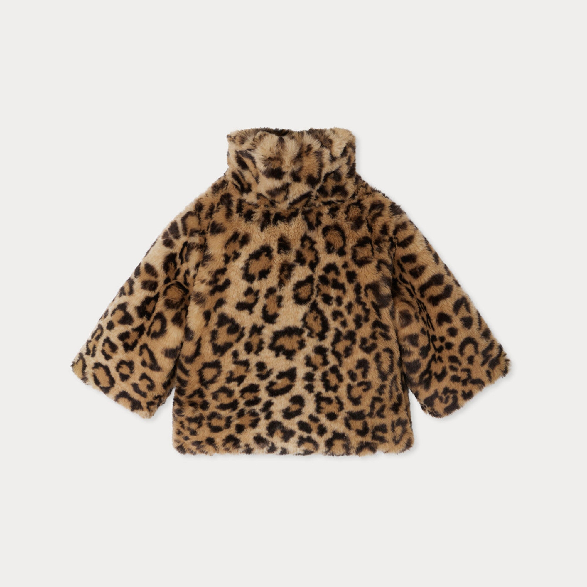 Baby Girls Brown Leopard Faux Fur Coat