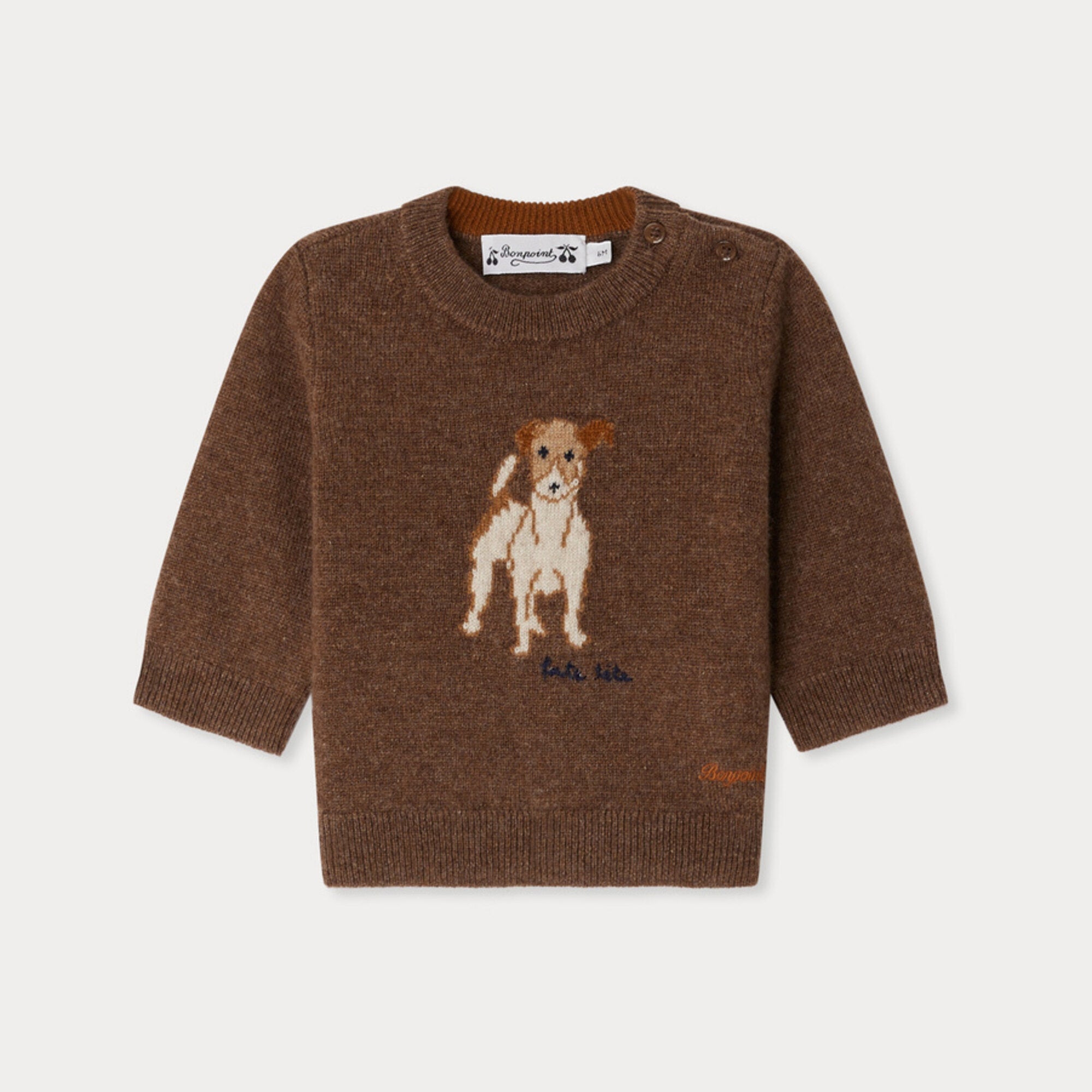 Baby Boys Brown Jacquard Cashmere Sweater