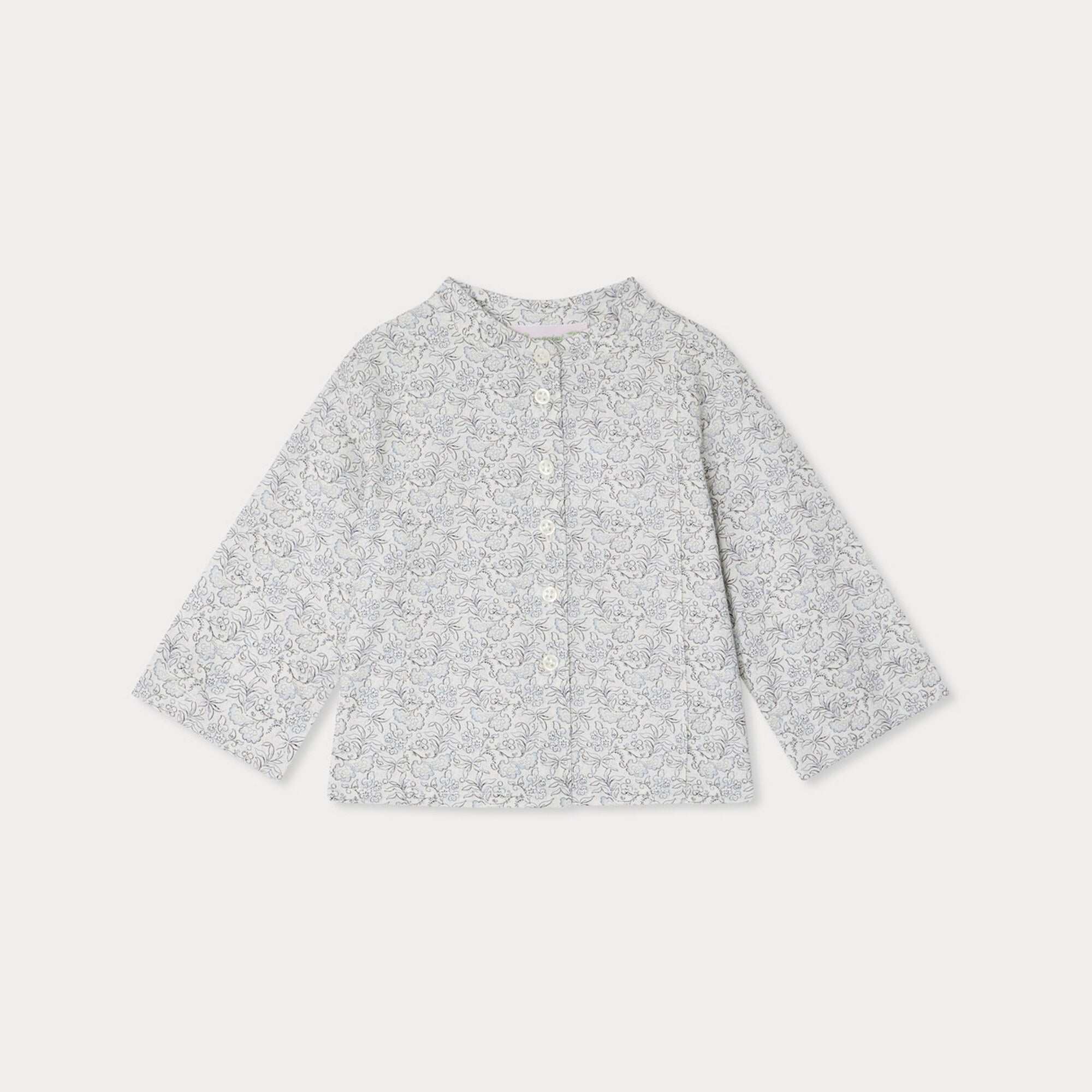 Baby Boys Grey Blue Cotton Shirt
