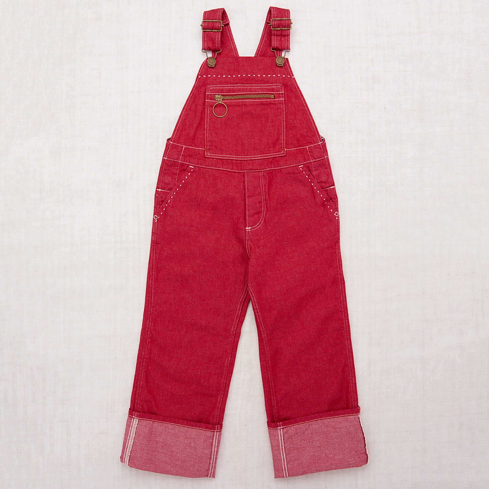 Boys & Girls Red Denim Jumpsuits