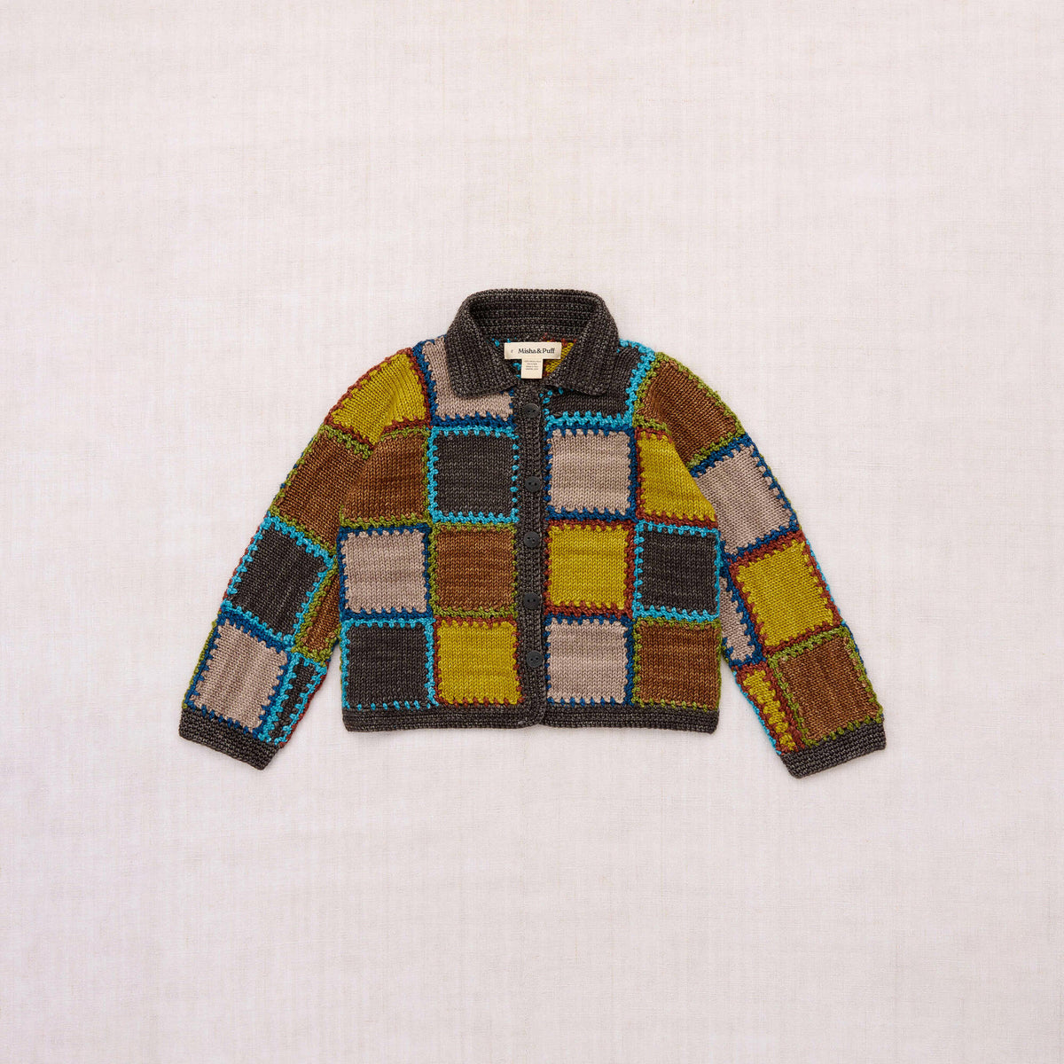 Boys & Girls Multicolor Square Wool Cardigan