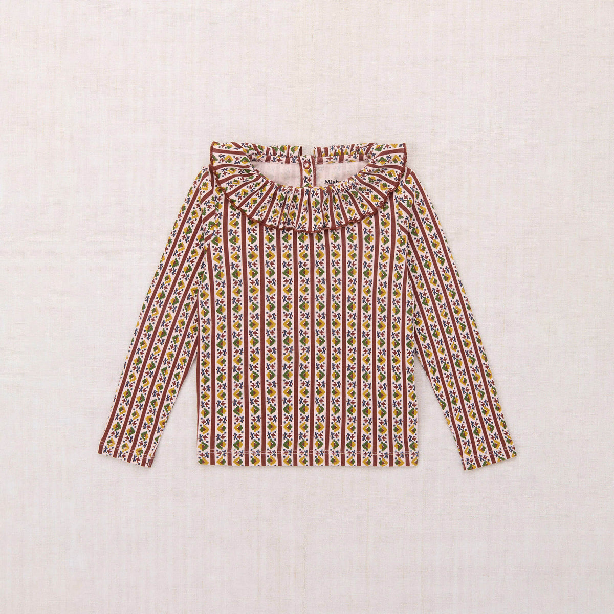 Girls Brown Stripes Cotton T-Shirt