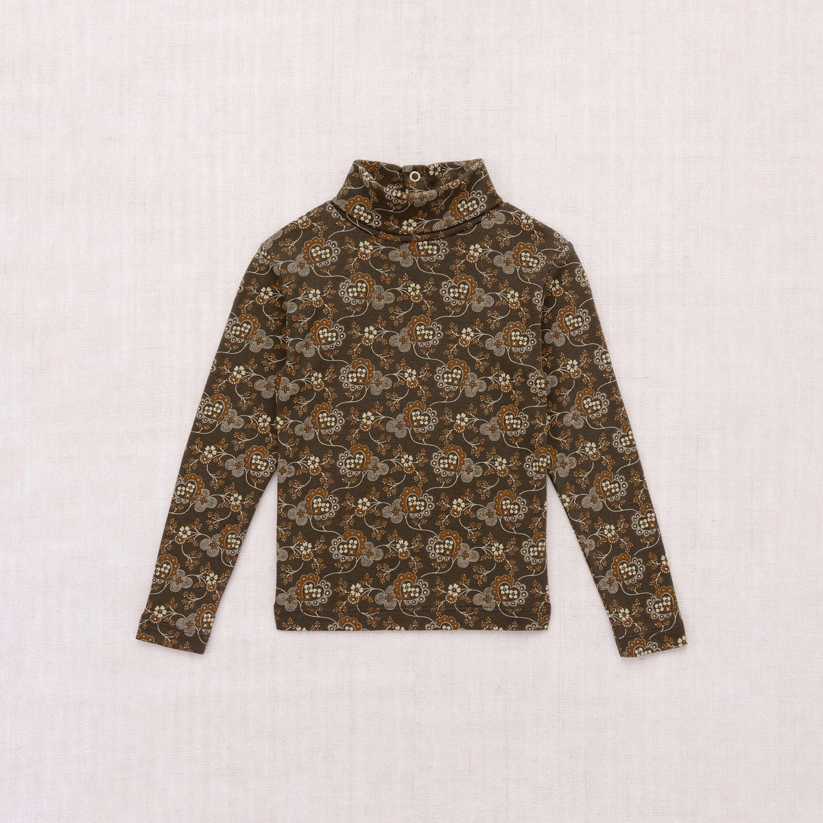 Boys & Girls Brown Printed Cotton Turtleneck