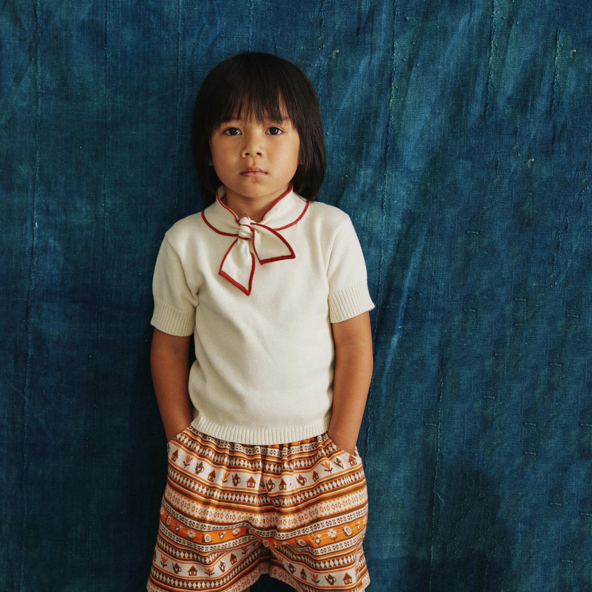 Pull en coton blanc avec nœud pour garçons et filles