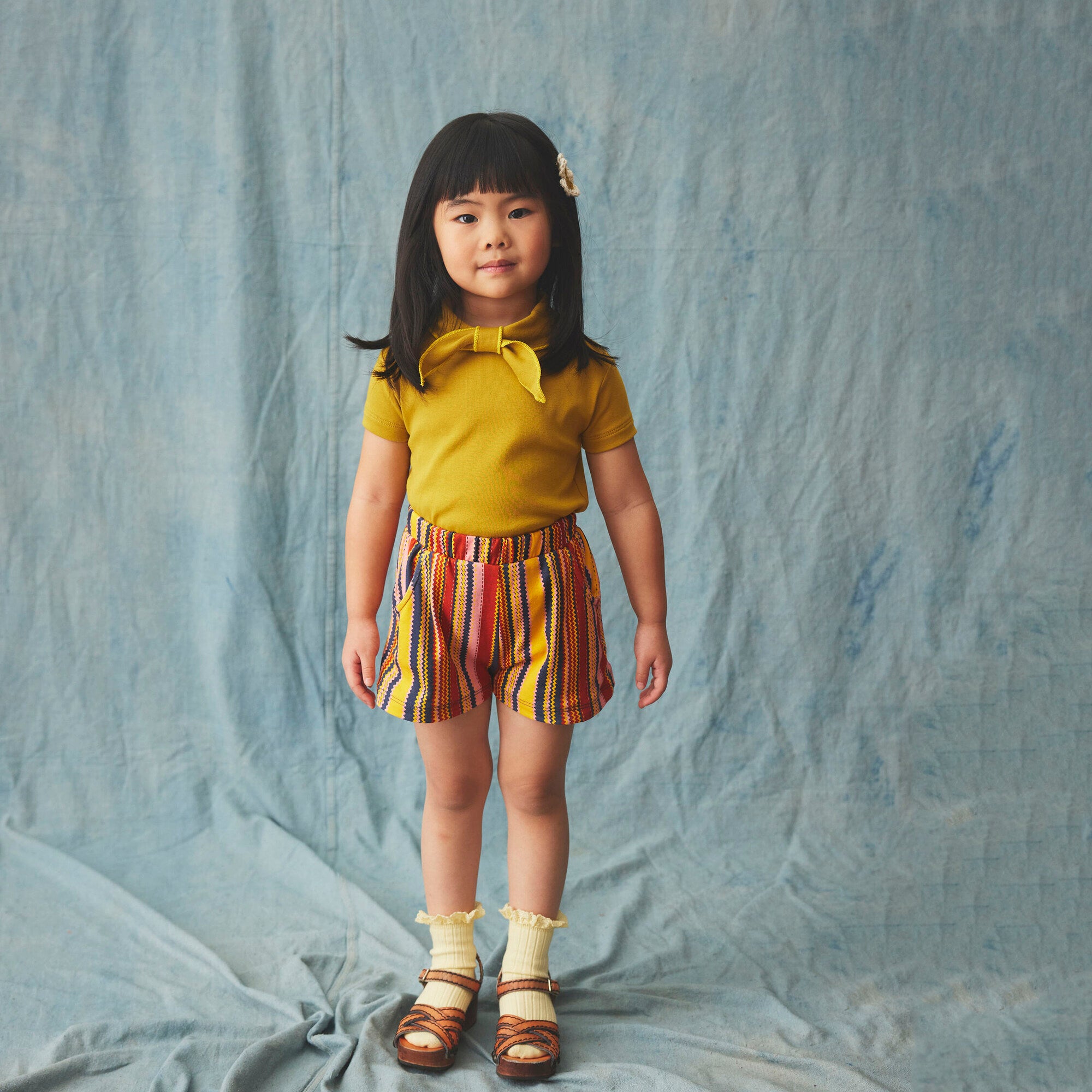 Girls Yellow Bow Cotton T-Shirt