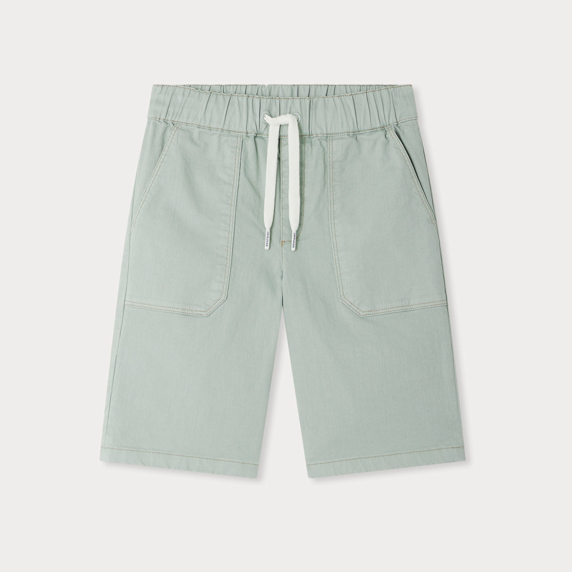 Boys Light Green Cotton Shorts
