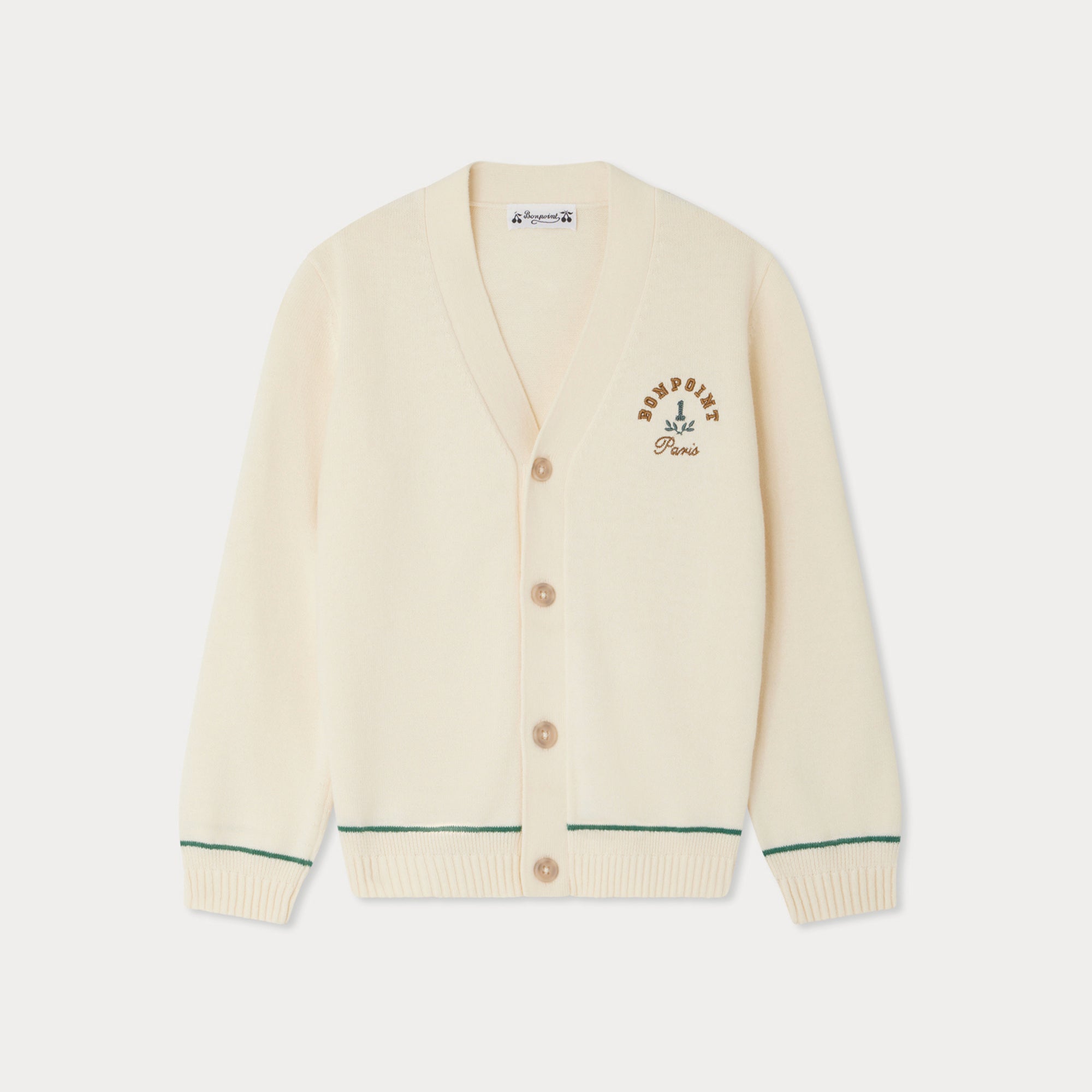 Boys White Embroidered Logo Cotton Cardigan