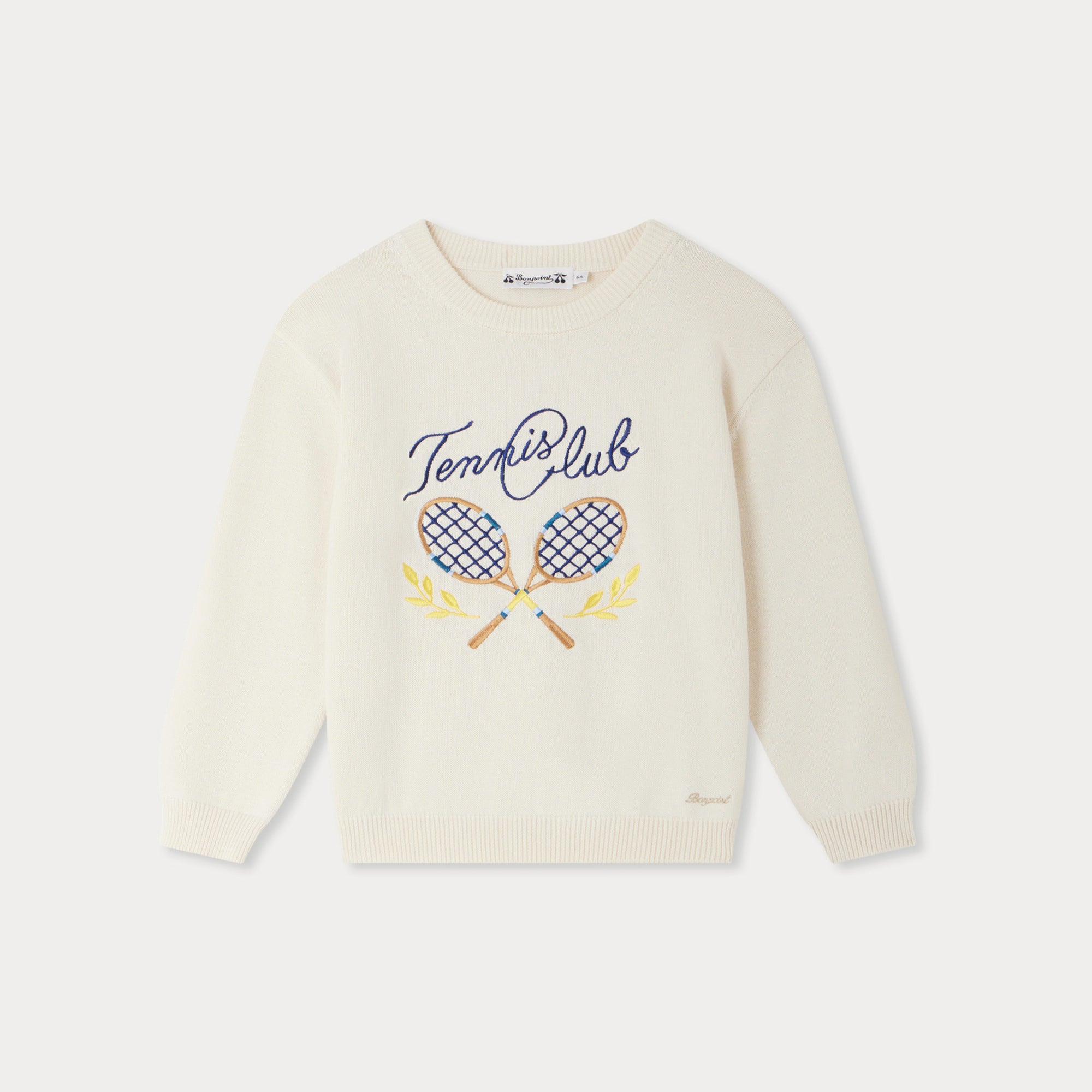 Boys White Embroidered Cotton Sweater