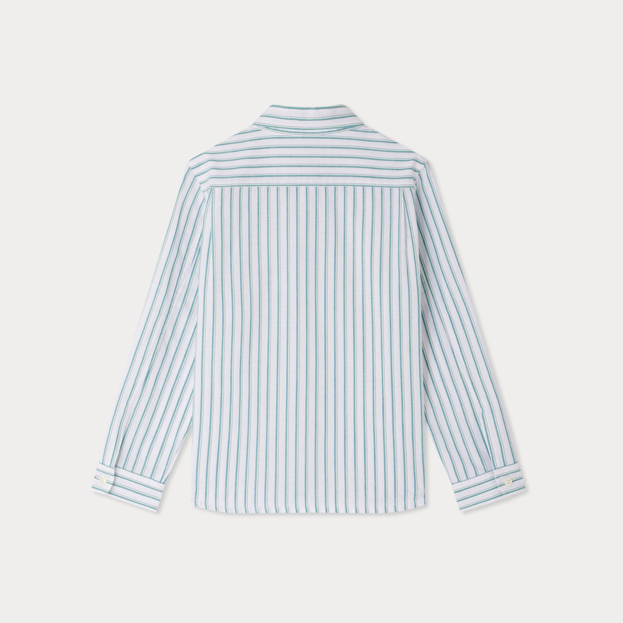 Boys Green Stripes Cotton Shirt