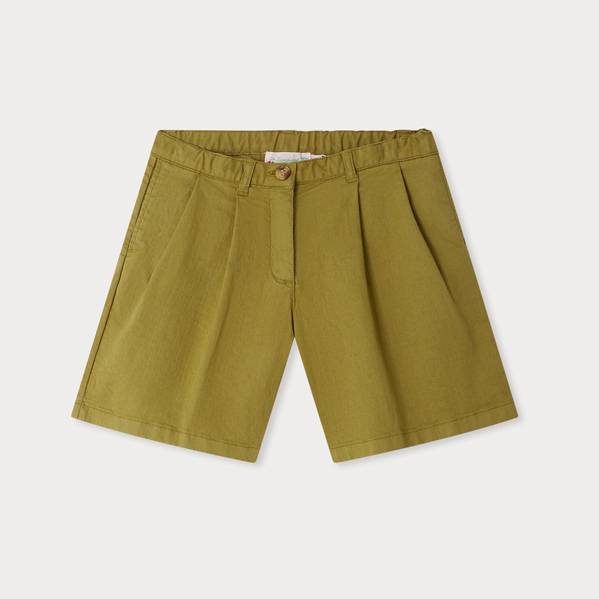 Girls Green Cotton Shorts