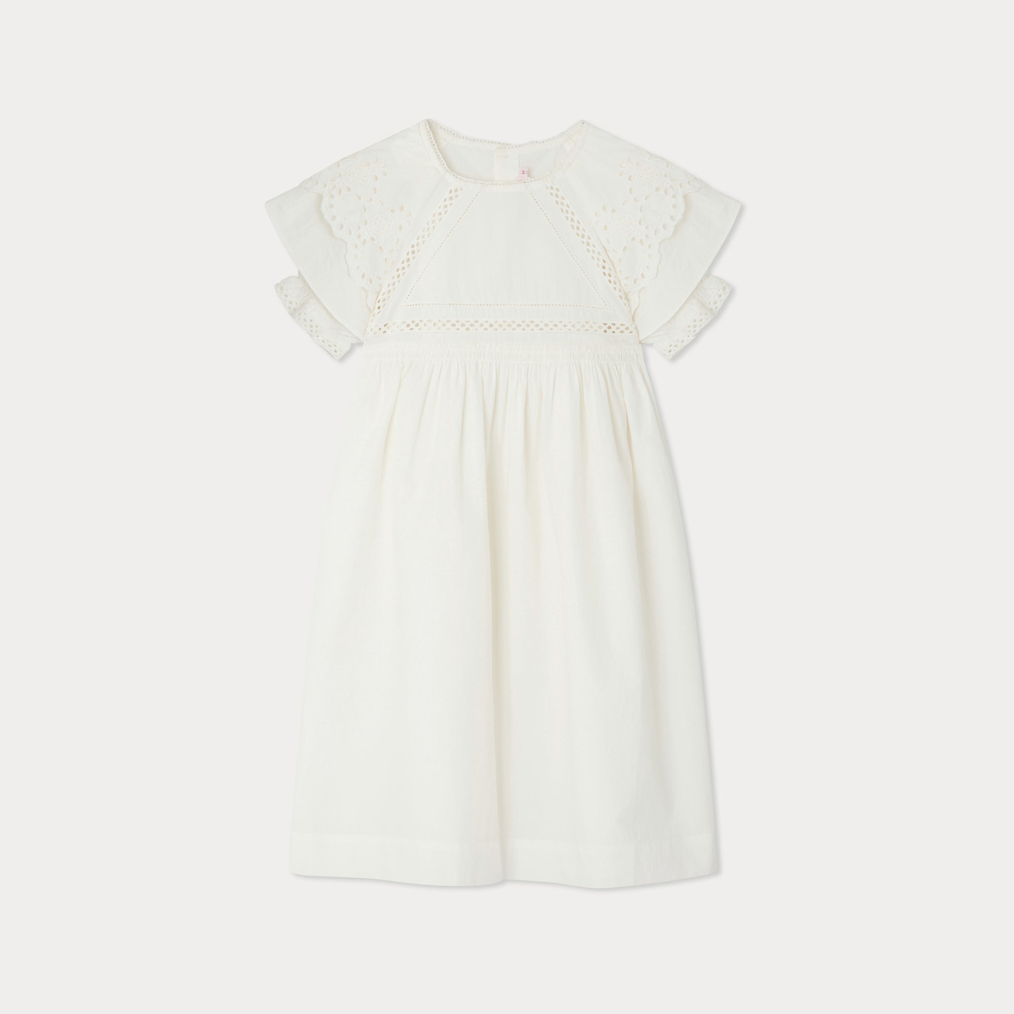 Girls White Embroidered Cotton Dress