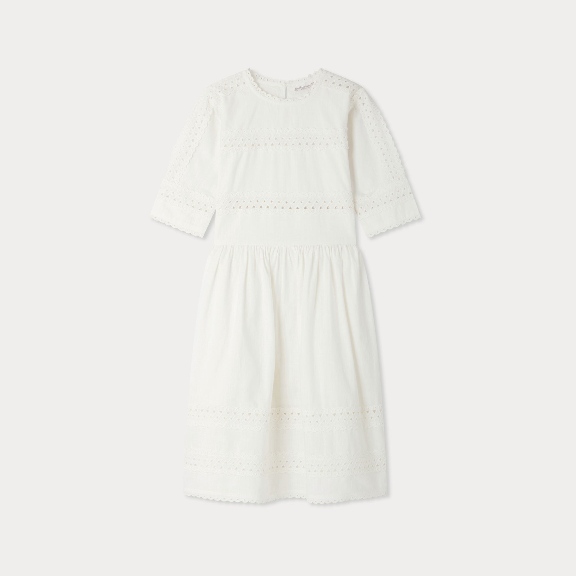 Girls White Embroidered Cotton Dress