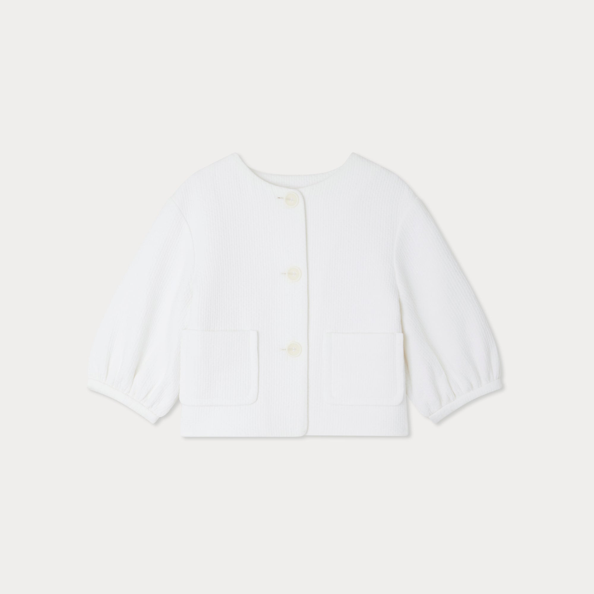Girls White Cotton Jacket
