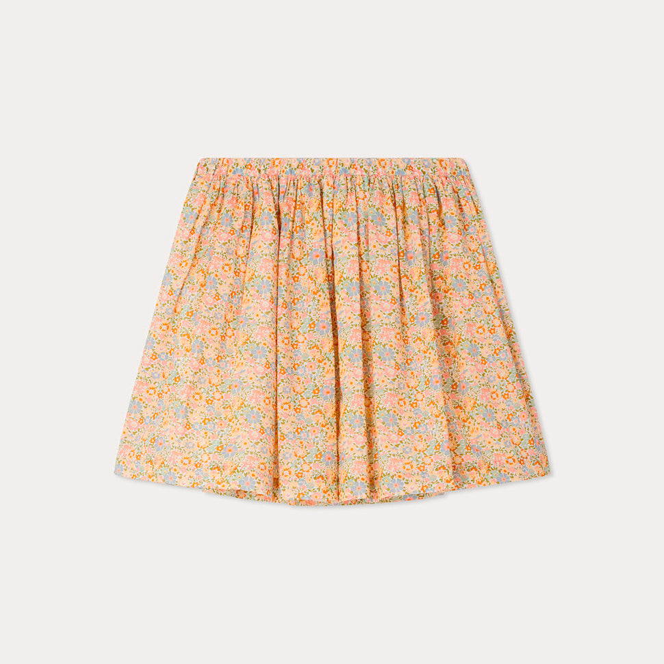 Girls Pink Floral Cotton Skirt