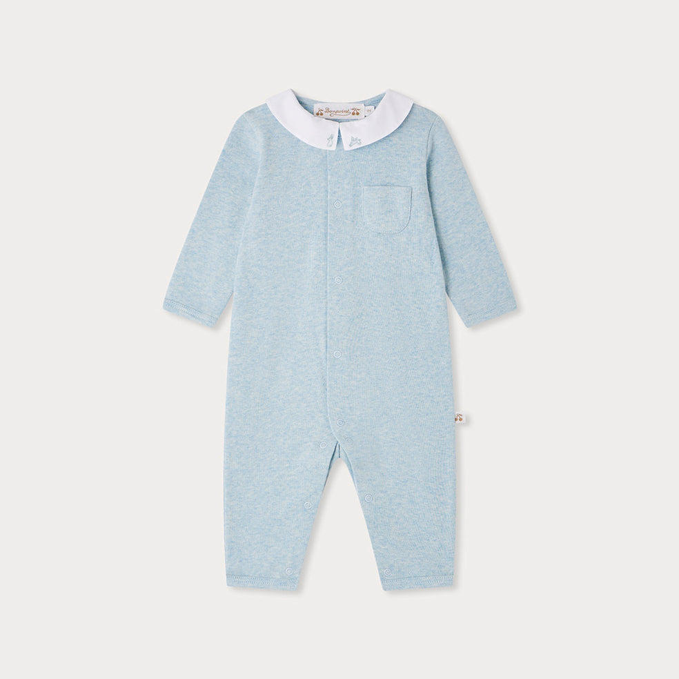 Baby Boys Light Blue Cotton Babysuit