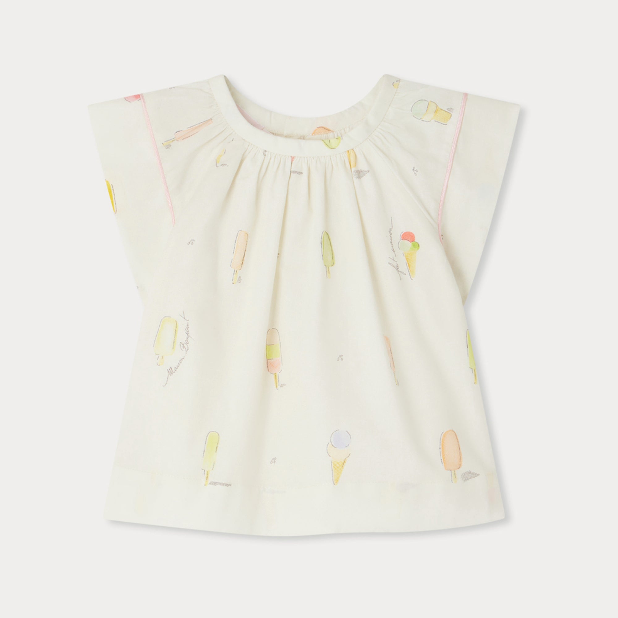 Baby Girls Ivory Printed Cotton Top