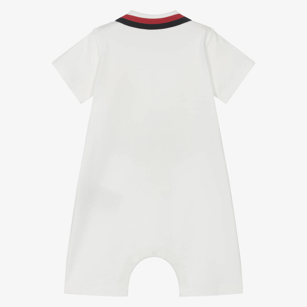 Baby Boys White Cotton Babysuit