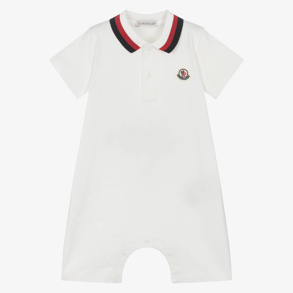 Baby Boys White Cotton Babysuit