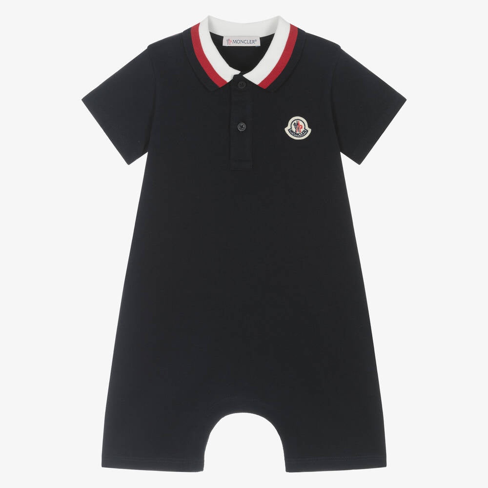 Baby Boys Navy Cotton Babysuit