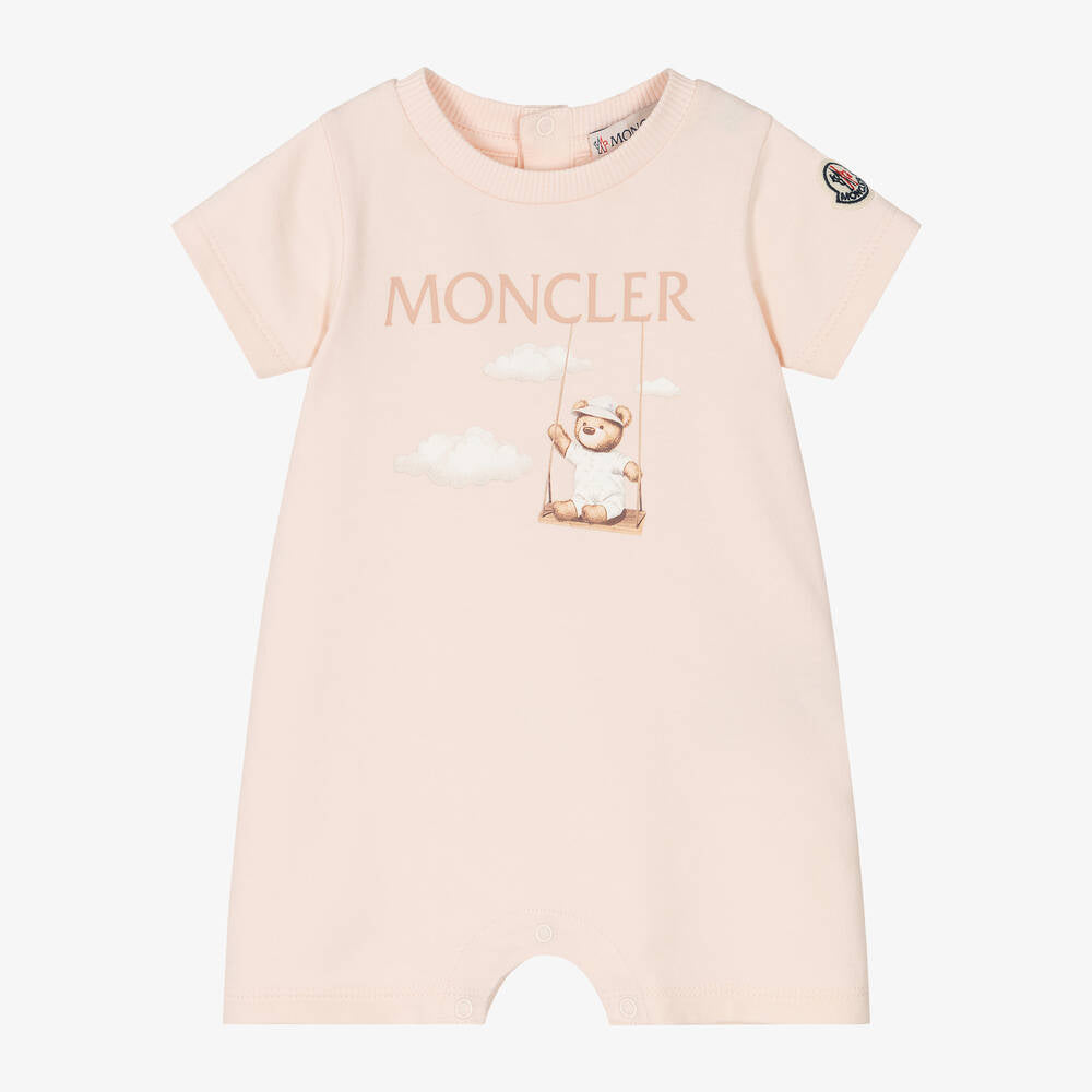 Baby Girls Pink Printed Cotton Babysuit