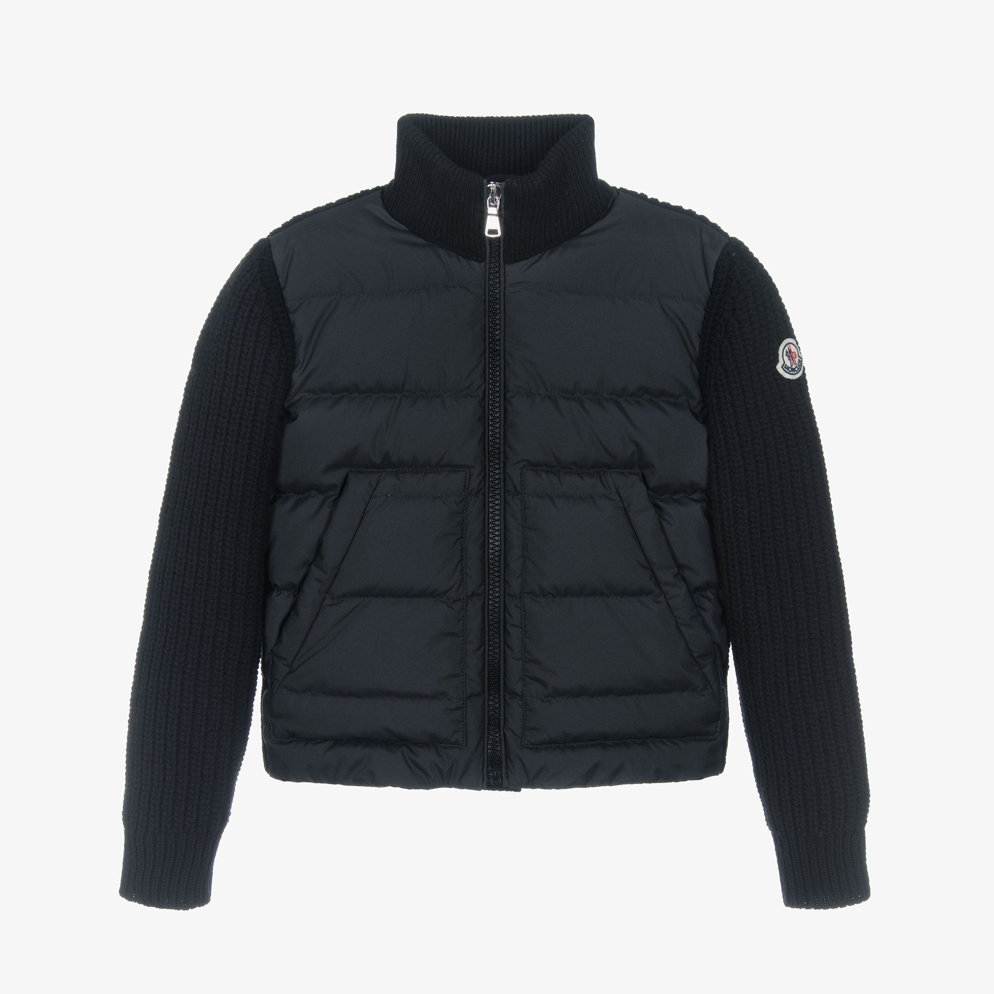 Boys Black Padded Down Zip-Up Top