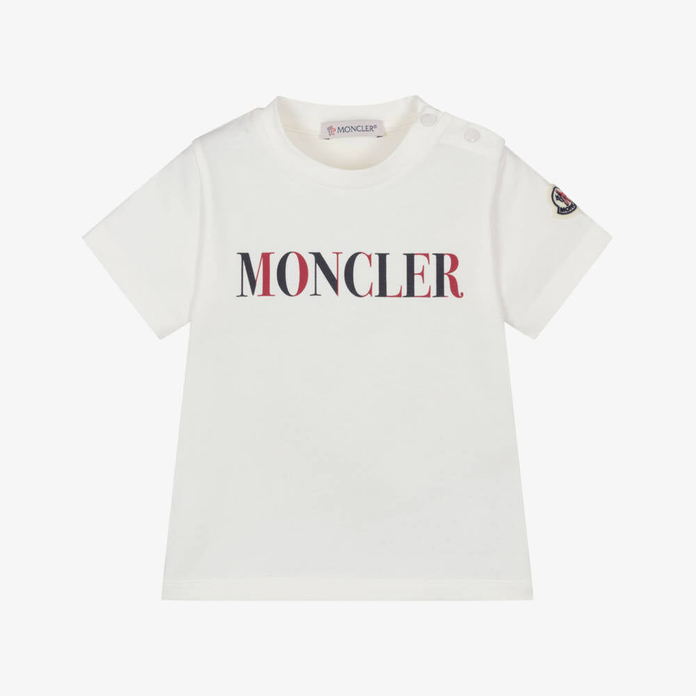 Baby Boys White Logo Cotton T-Shirt