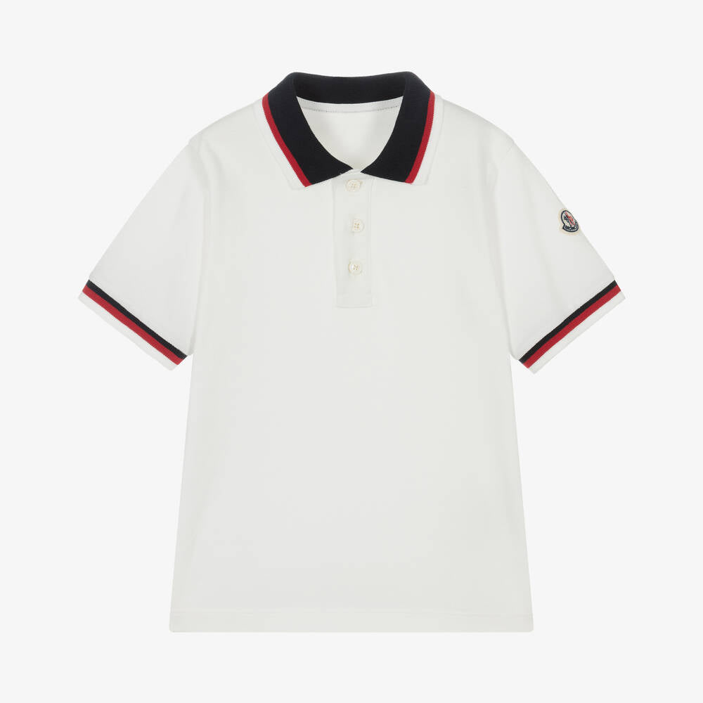 Boys White Cotton Polo Shirt